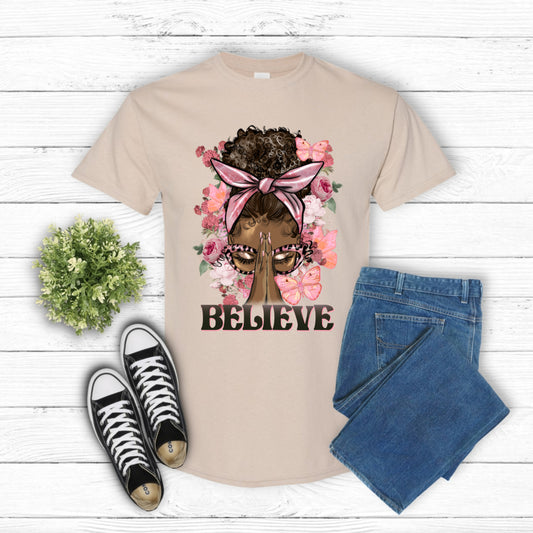Believe Praying Woman – Christian DTF Transfer