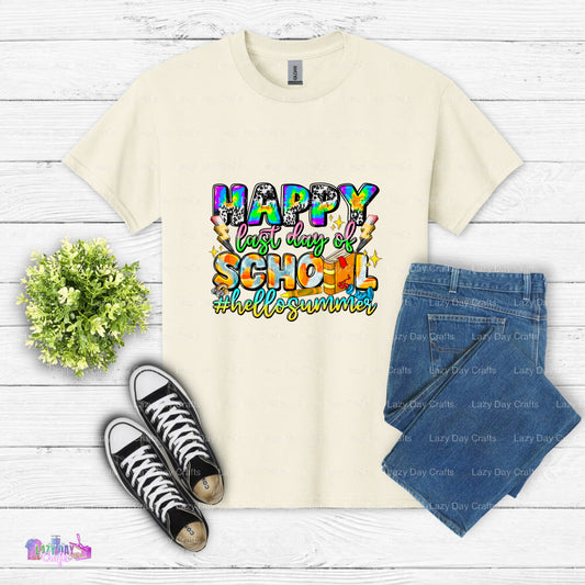 Happy Last Day Of School Hello Summer – Teacher Student DTF Transfer