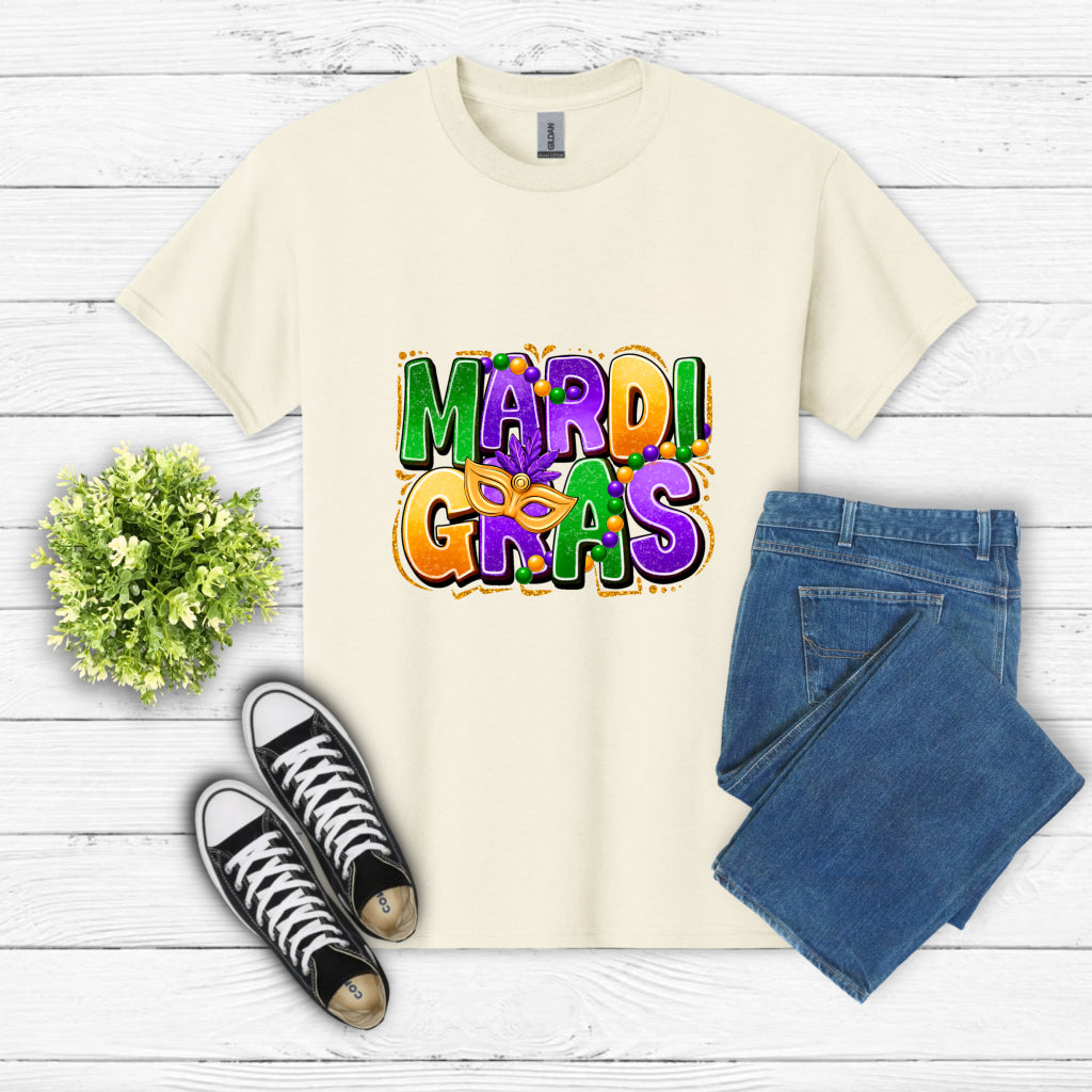 Mardi Gras Mask with Text – Mardi Gras DTF Transfer