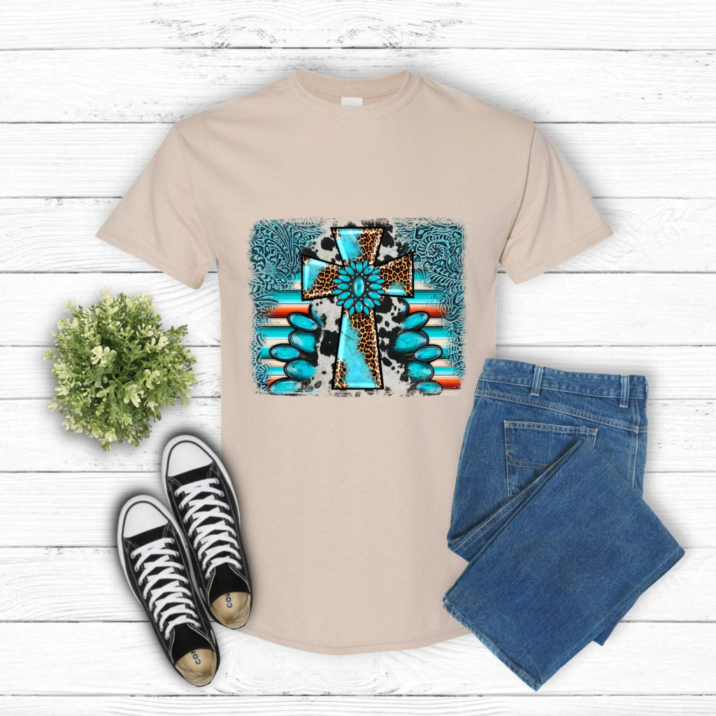 Turquoise Cross – Christian DTF Transfer