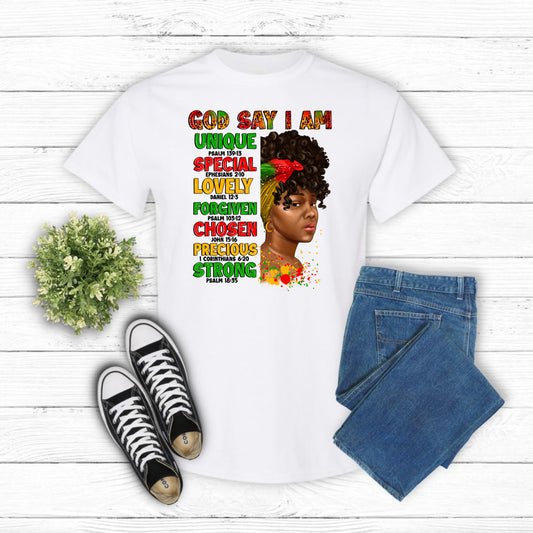 God Says I Am Juneteenth Afro Girl – DTF Transfer