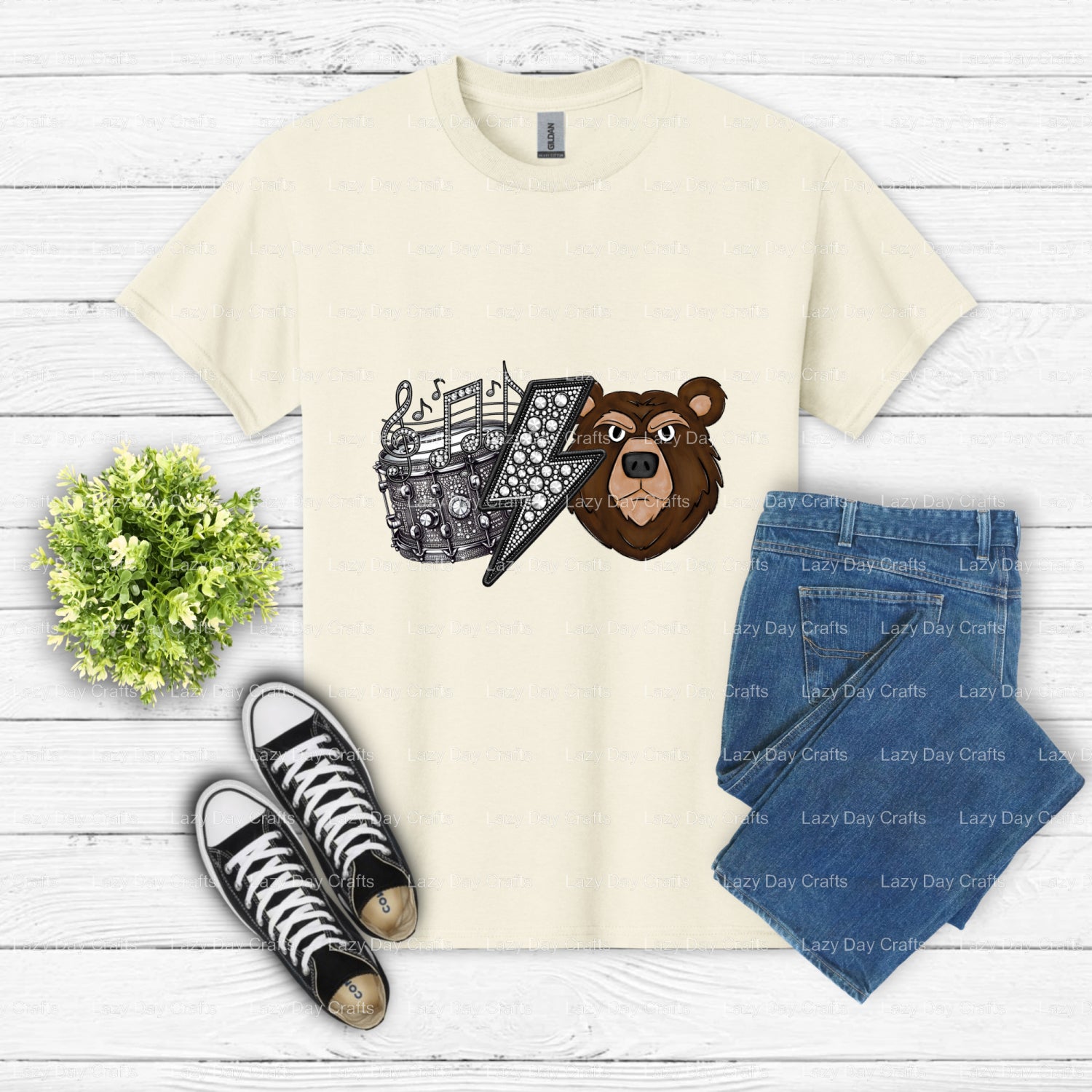 Band Bear Mascot – School Spirit DTF Transfer (view 2 of 2) – by Lazy Day Crafts – DTF Transfers – School Mascot, DTF Tran...