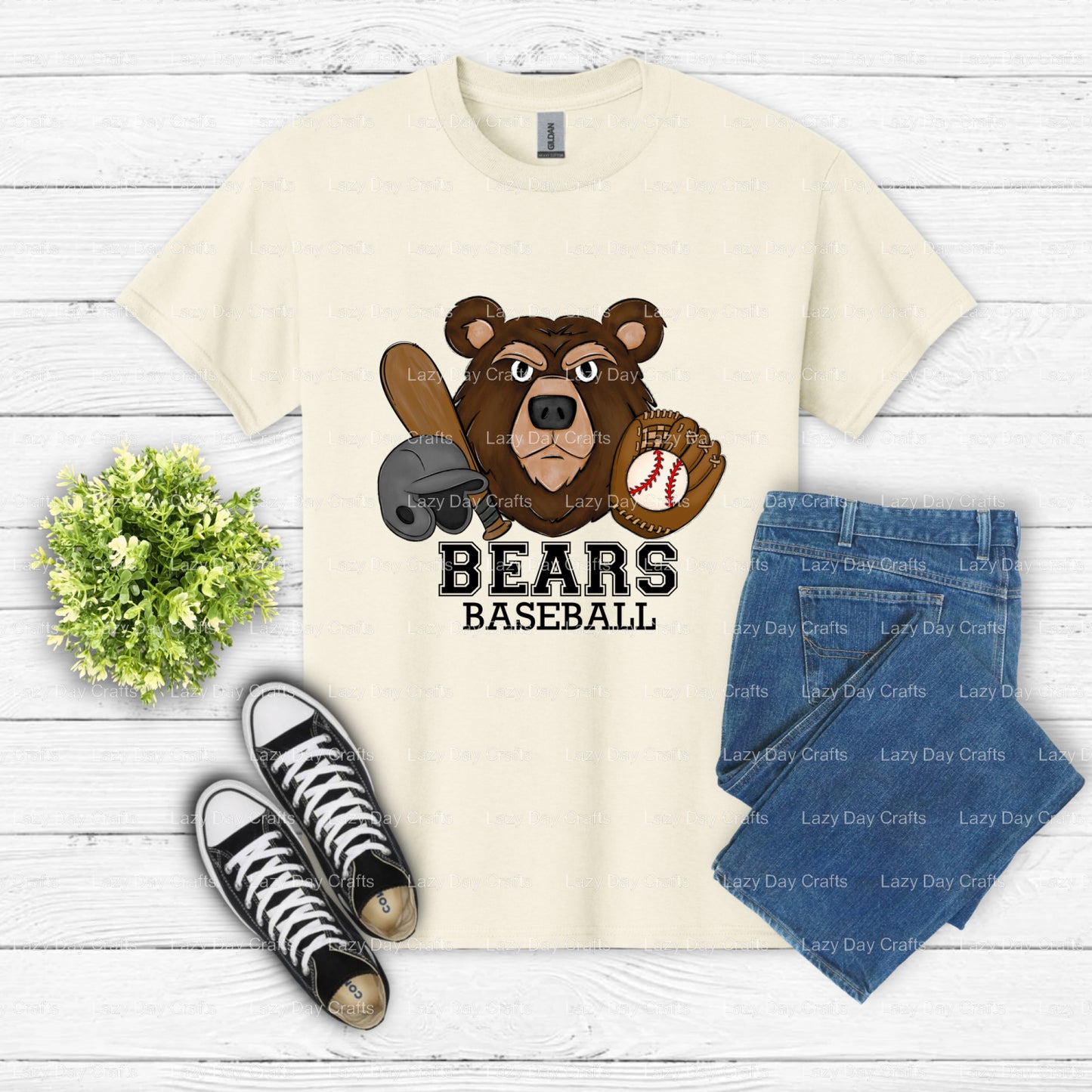 Baseball Bear Mascot – School Spirit DTF Transfer (view 1 of 2) – by Lazy Day Crafts – DTF Transfers – DTF Transfer, Schoo...