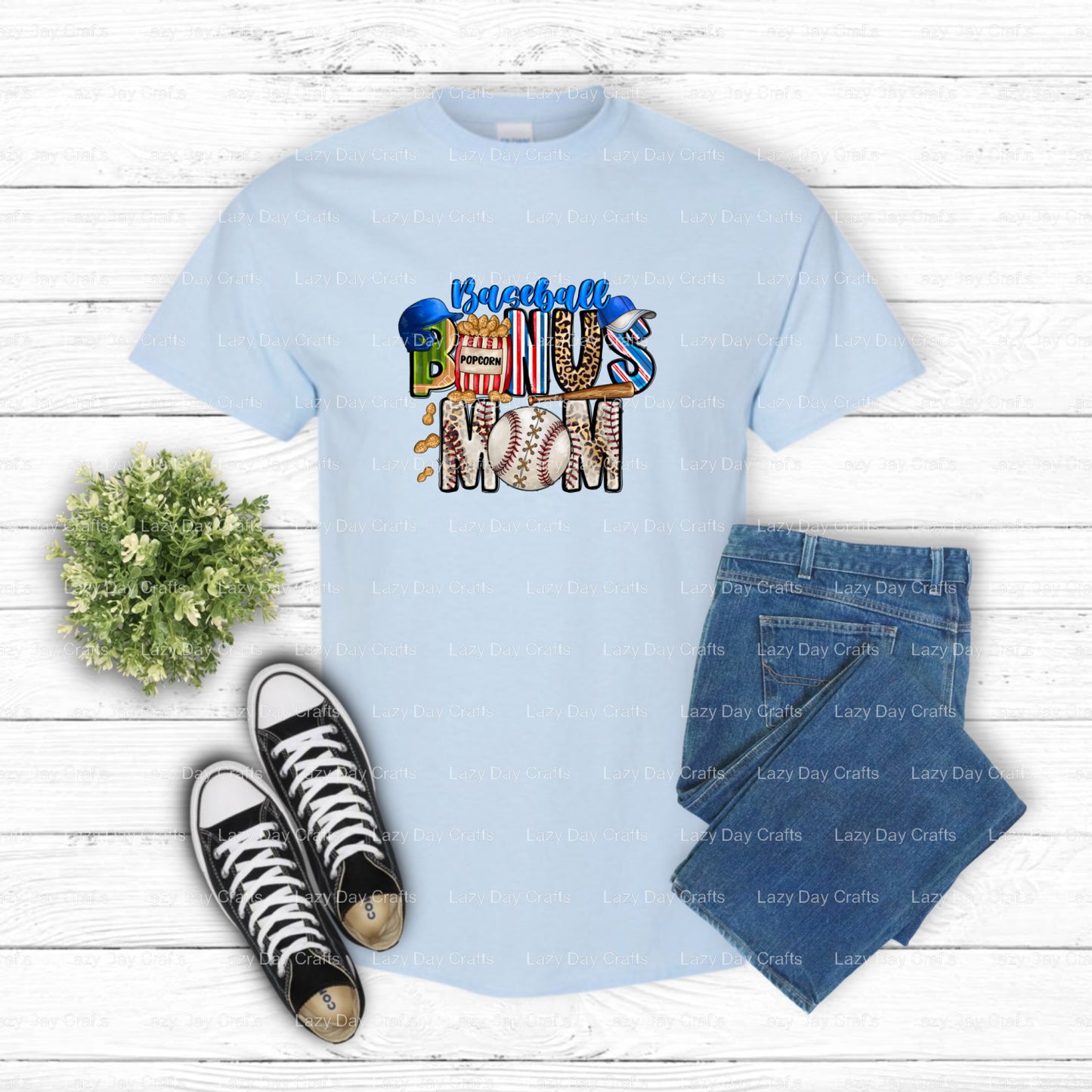 Baseball Bonus Mom – Baseball DTF Transfer (view 2 of 2) – by Lazy Day Crafts – DTF Transfers – DTF Transfers, Premade DTF