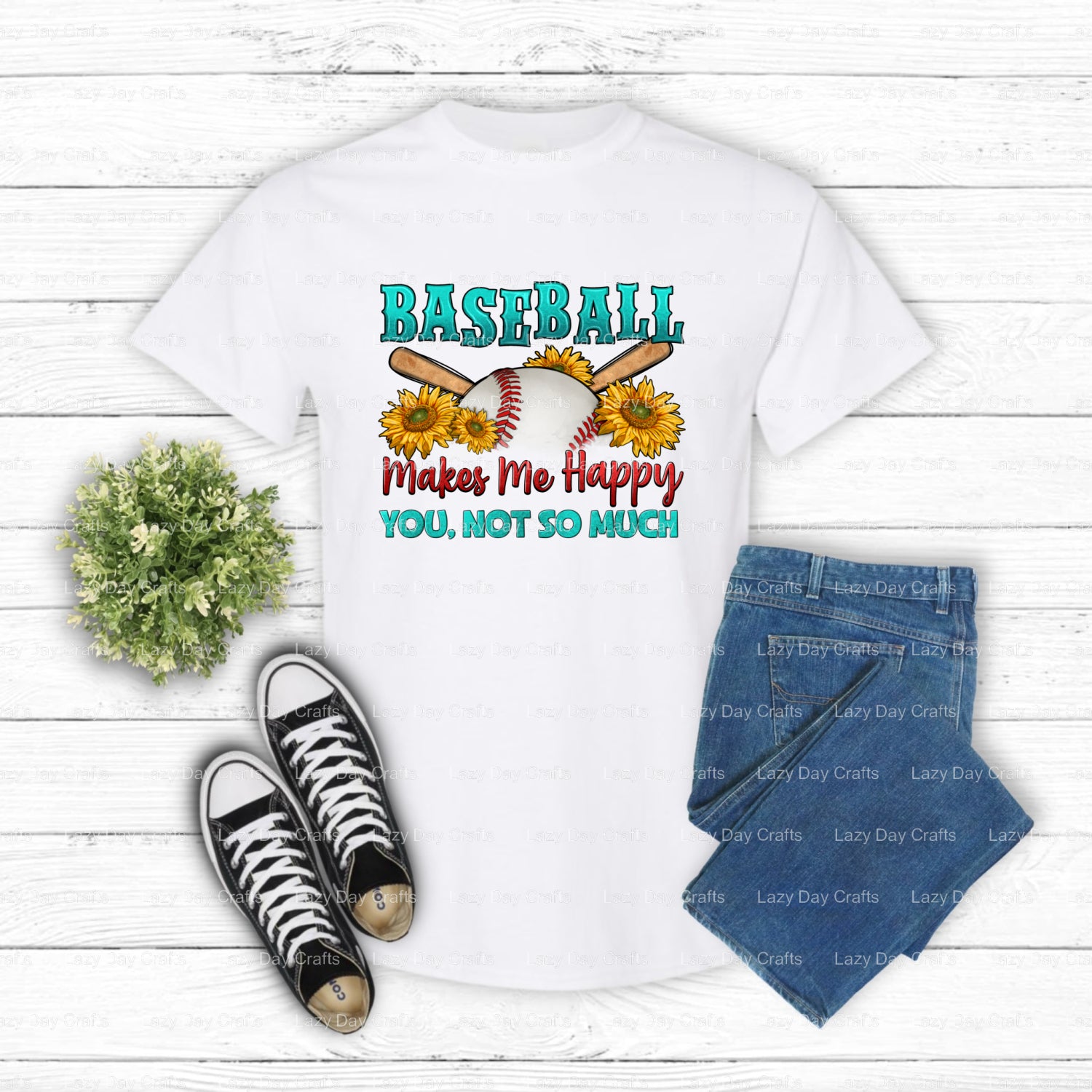 Baseball Makes Me Happy You Not So Much – Baseball DTF Transfer (view 1 of 2) – by Lazy Day Crafts – DTF Transfers – Baseb...