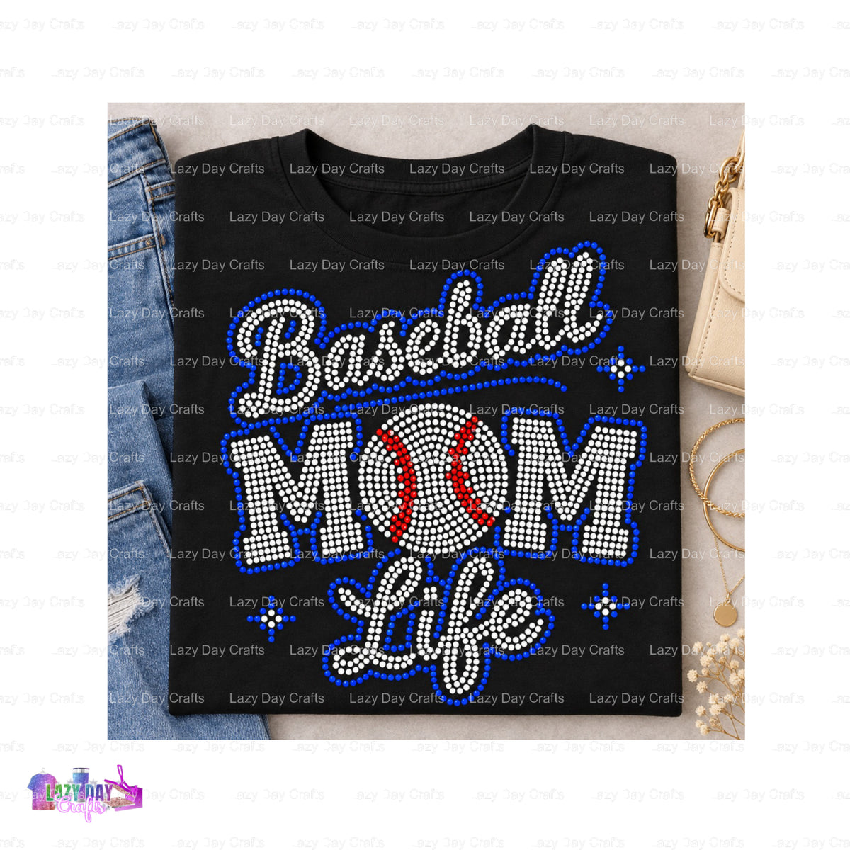 Baseball Mom Life – Spangle Transfer – by Lazy Day Crafts – Spangle Transfers – Spangle Transfers, Premade DTF
