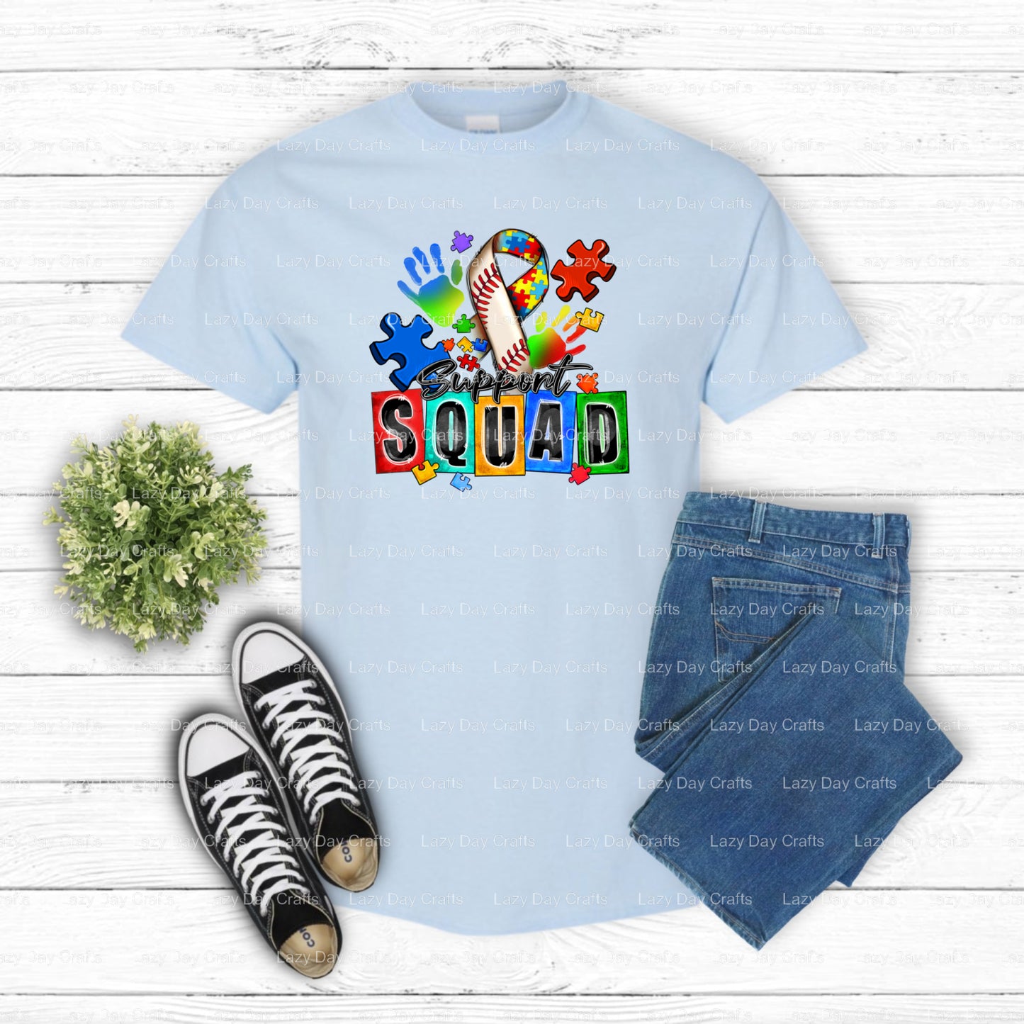 Baseball Support Squad Autism Awareness – Baseball DTF Transfer (view 2 of 2) – by Lazy Day Crafts – DTF Transfers – DTF T...