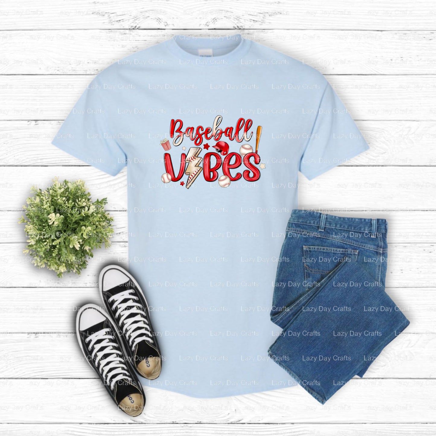 BASEBALL VIBES – Baseball DTF Transfer (view 2 of 2) – by Lazy Day Crafts – DTF Transfers – Baseball, DTF Transfers