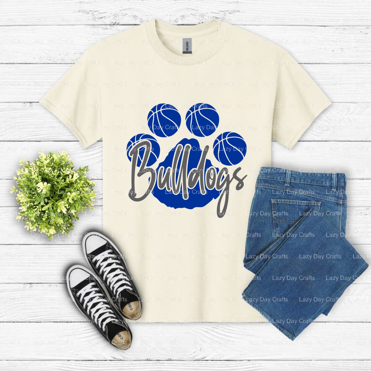 Basketball Paw Bulldogs Mascot – School Spirit DTF Transfer (view 1 of 2) – by Lazy Day Crafts – DTF Transfers – School Ma...