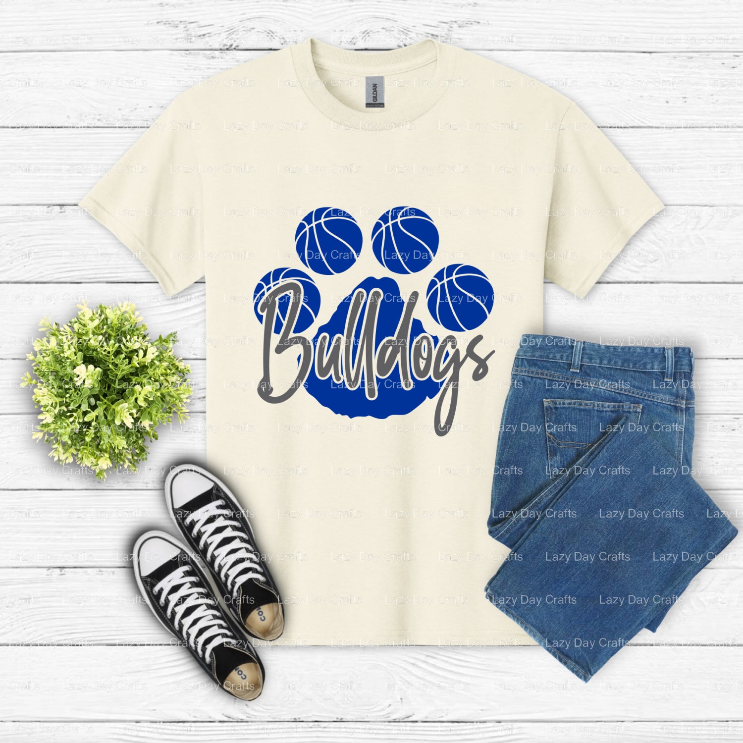 Basketball Paw Bulldogs Mascot – School Spirit DTF Transfer (view 1 of 2) – by Lazy Day Crafts – DTF Transfers – School Ma...