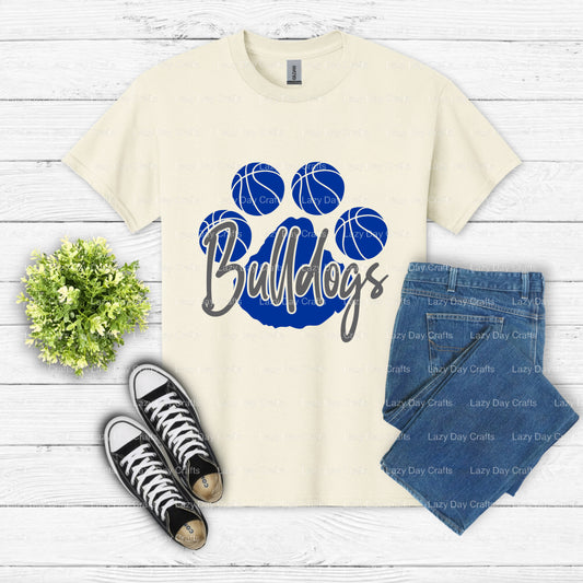 Basketball Paw Bulldogs Mascot – School Spirit DTF Transfer (view 1 of 2) – by Lazy Day Crafts – DTF Transfers – School Ma...