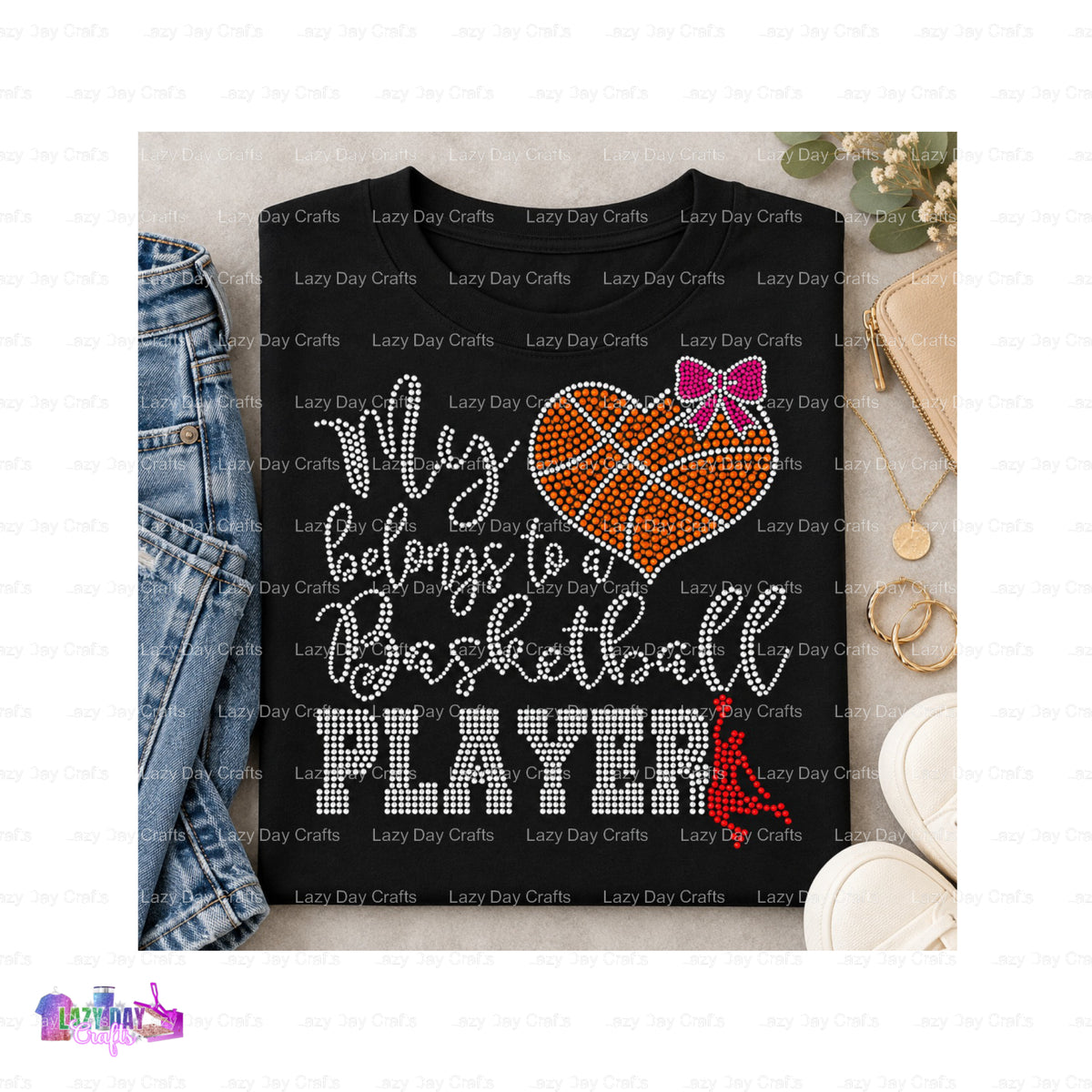 Basketball Player Dribbling – Spangle Transfer – by Lazy Day Crafts – Spangle Transfers – Spangle Transfers, Premade DTF