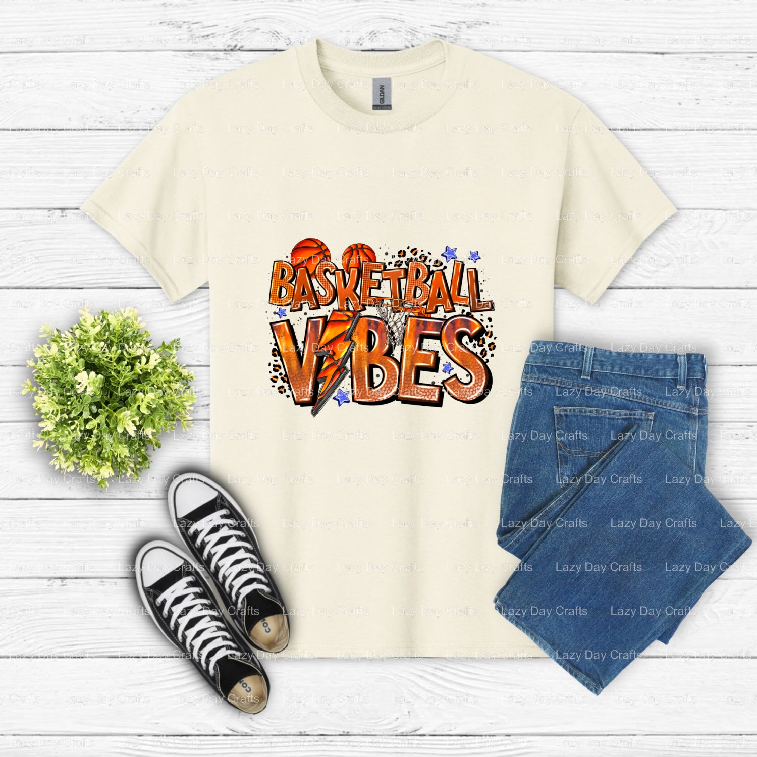 BASKETBALL VIBES – Basketball DTF Transfer (view 2 of 2) – by Lazy Day Crafts – DTF Transfers – DTF Transfers, Premade DTF