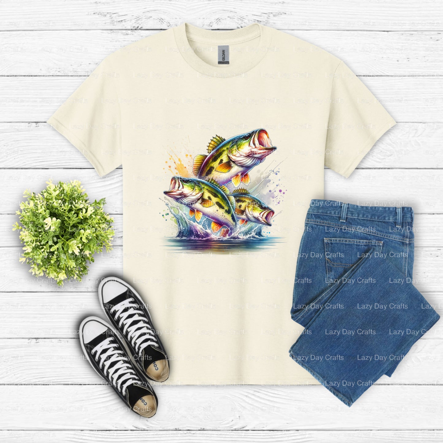 BASS FISHING – Fishing DTF Transfer (view 2 of 2) – by Lazy Day Crafts – DTF Transfers – DTF Transfers, custom apparel