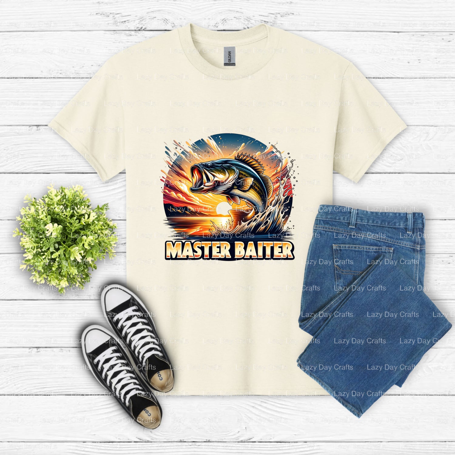 BASS MASTER BAITER – Fishing DTF Transfer (view 2 of 2) – by Lazy Day Crafts – DTF Transfers – DTF Transfers, custom apparel