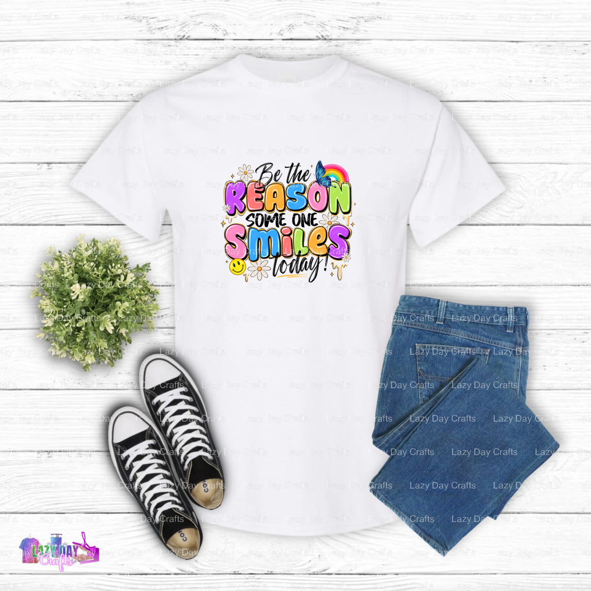 Be The Reason Some One Smiles Today – Mental Health DTF Transfer (view 1 of 2) – by Lazy Day Crafts – DTF Transfers – Ment...