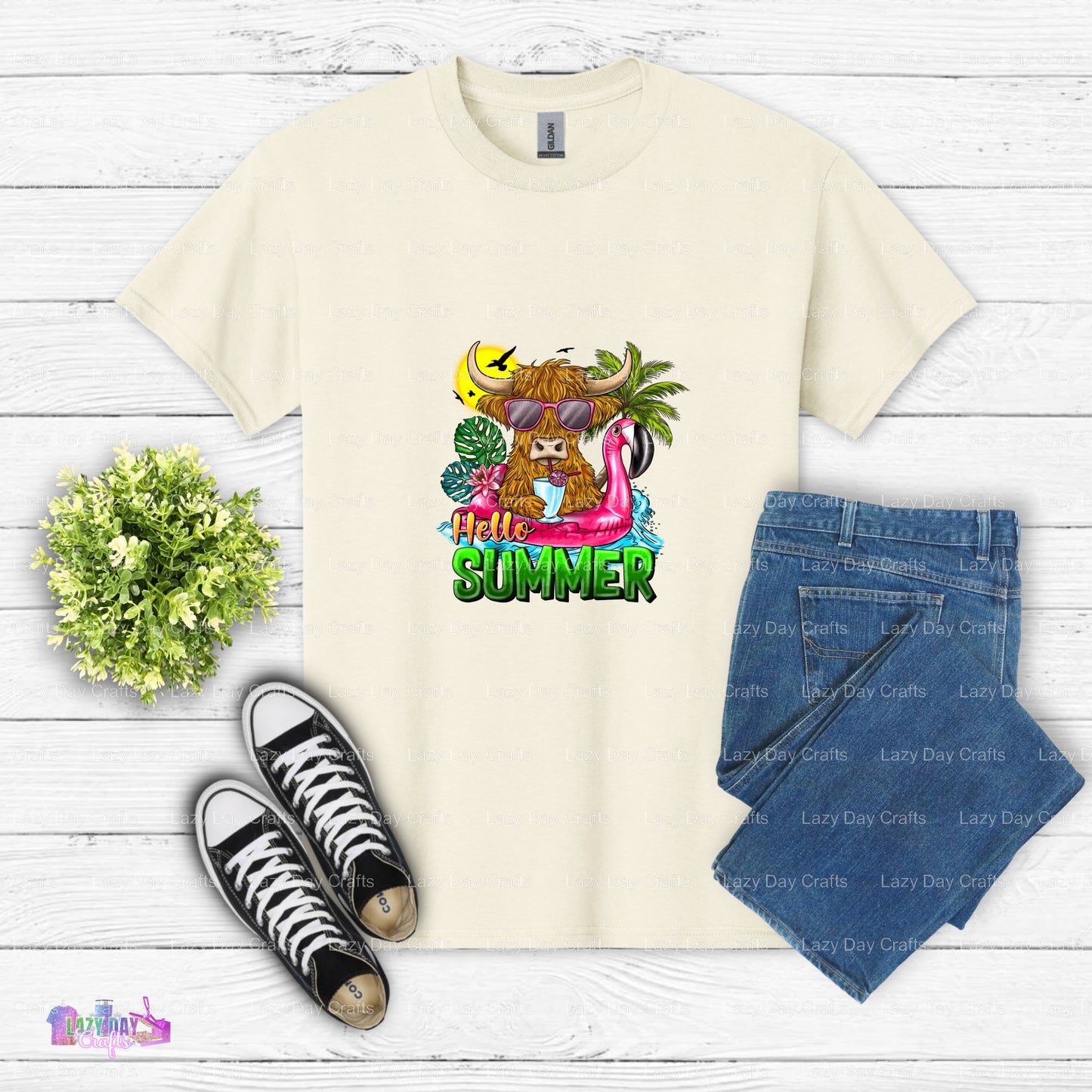 Hello Summer Cow – Farm Animal DTF Transfer