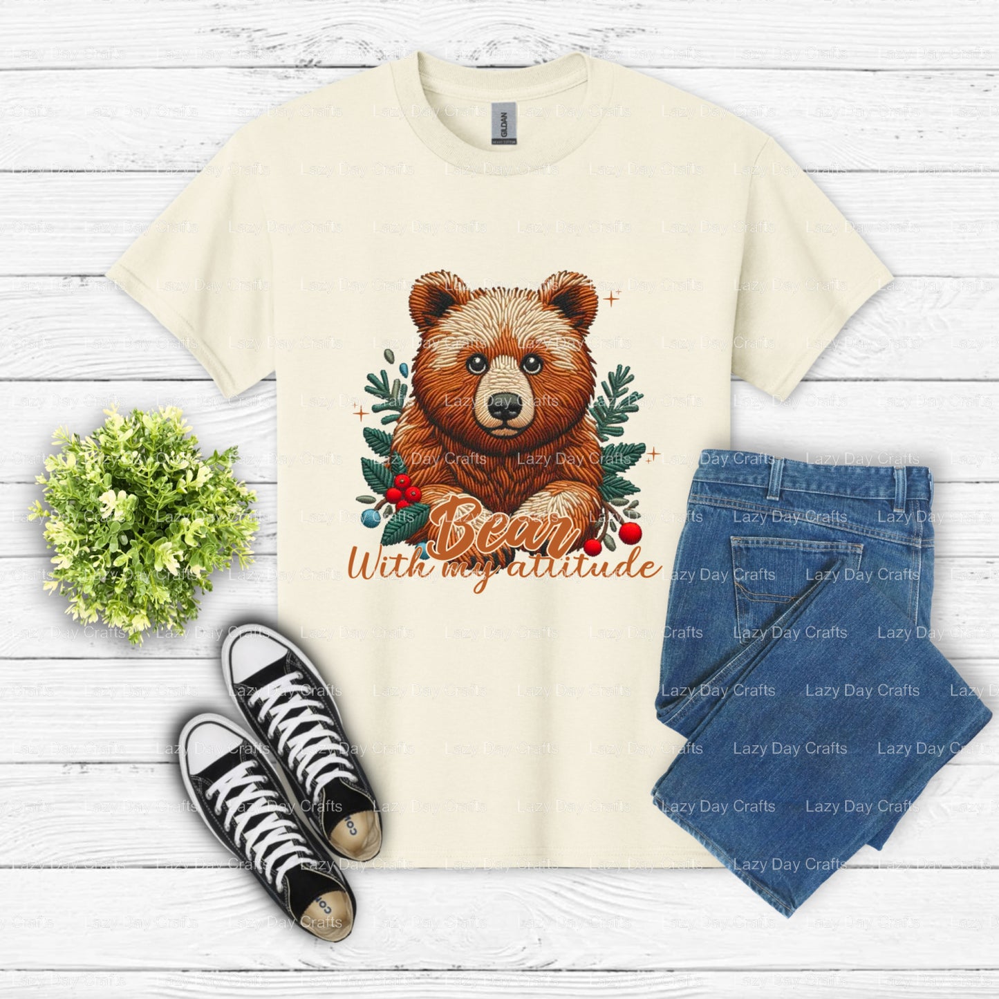 Bear With My Attitude School Mascot Football – DTF Transfer (view 2 of 2) – by Lazy Day Crafts – DTF Transfers – School Ma...