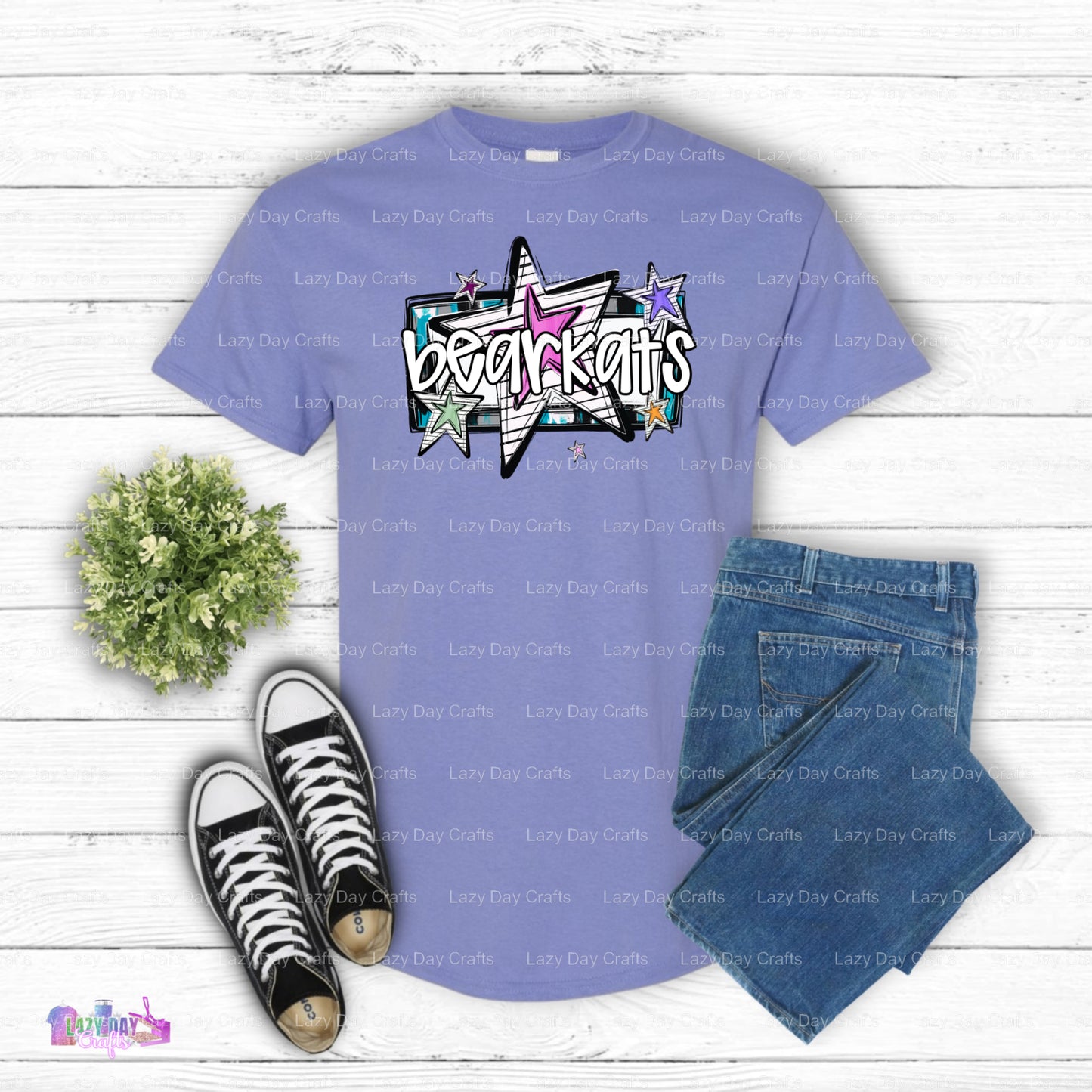 BEARKATS – School Mascot DTF Transfer (view 2 of 2) – by Lazy Day Crafts – DTF Transfers – School Spirit, Apparel Decor