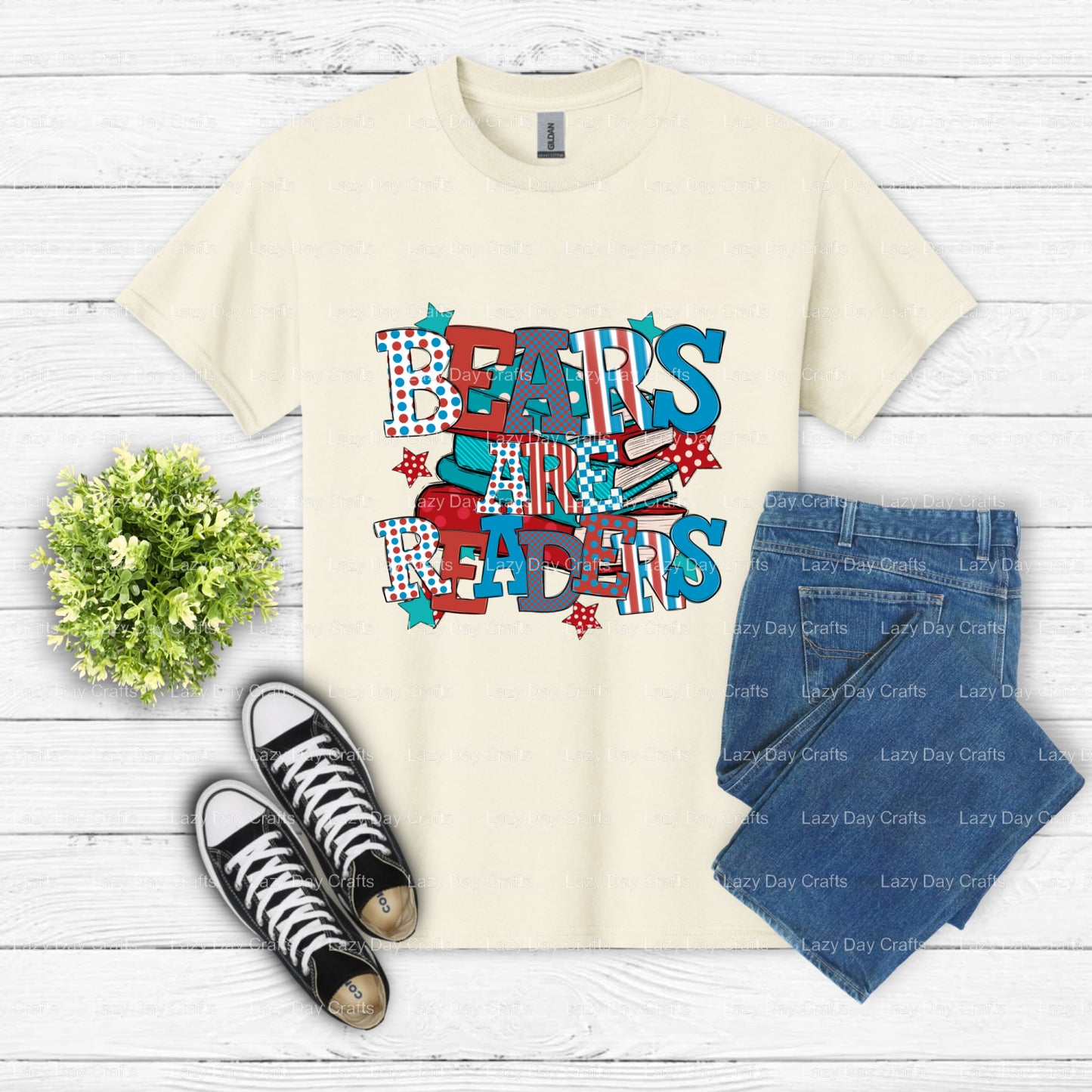 BEARS ARE READERS – School Mascot DTF Transfer (view 2 of 2) – by Lazy Day Crafts – DTF Transfers – School Mascot, Ready T...