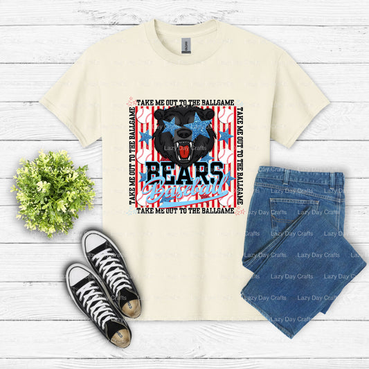 BEARS BASEBALL School Mascot DTF Transfer (view 1 of 2) – by Lazy Day Crafts – DTF Transfers – School Mascot, Sports Apparel