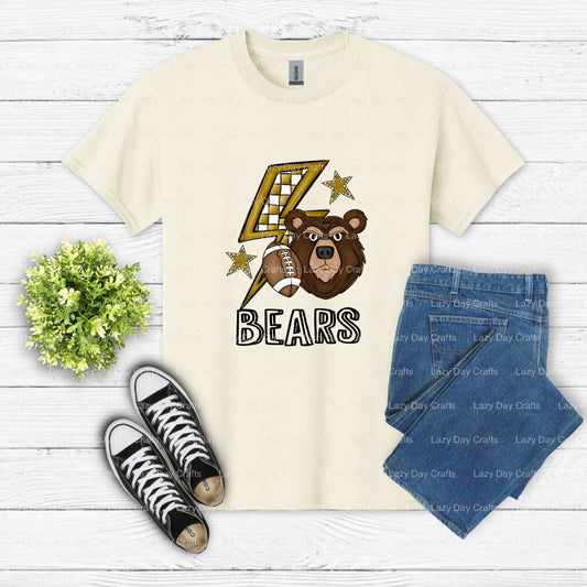 Bears Football Mascot – School Spirit DTF Transfer (view 1 of 2) – by Lazy Day Crafts – DTF Transfers – School Mascot, DTF...