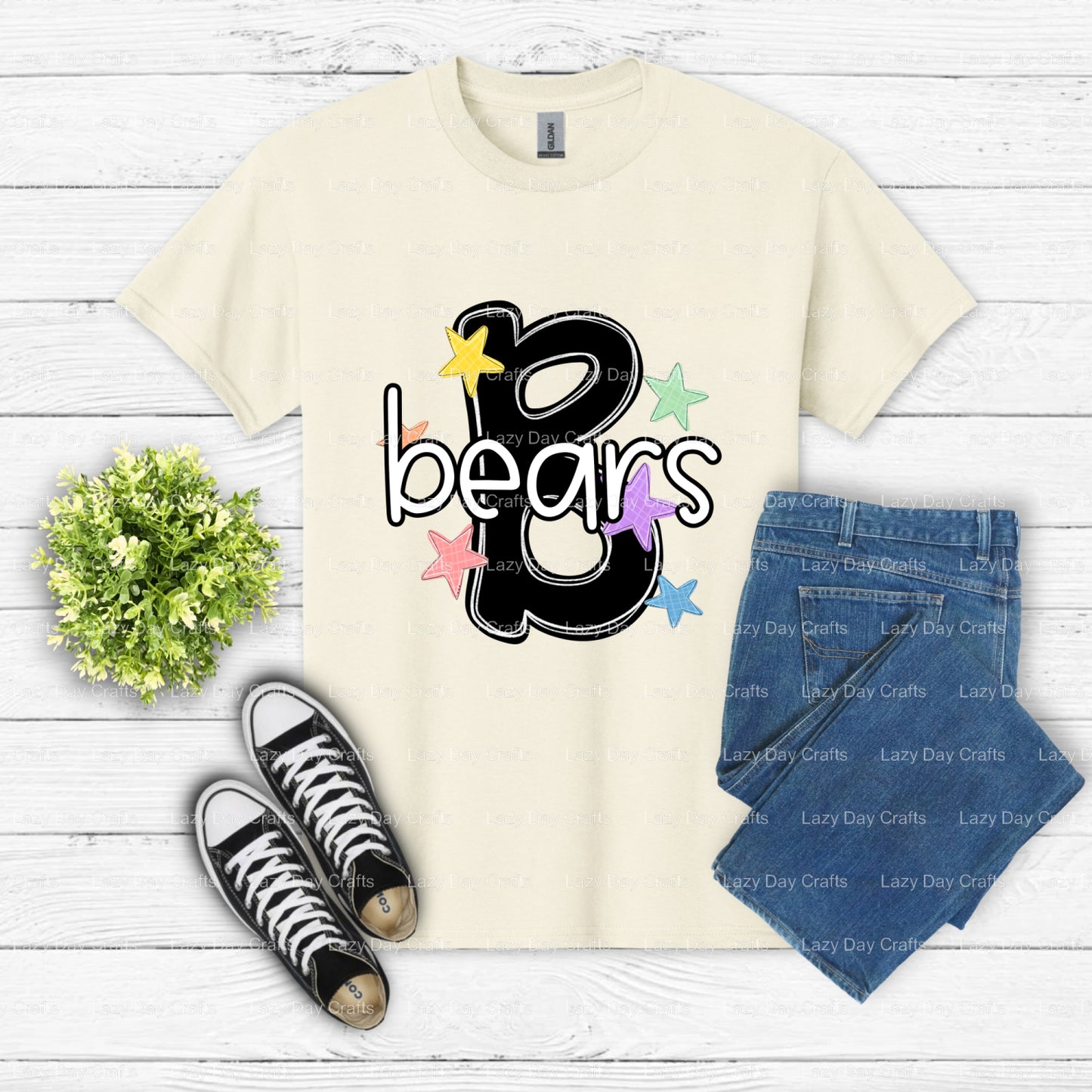 "BEARS" Mascot & Paw Print – School Spirit DTF Transfer (view 2 of 2) – by Lazy Day Crafts – DTF Transfers – School Mascot...
