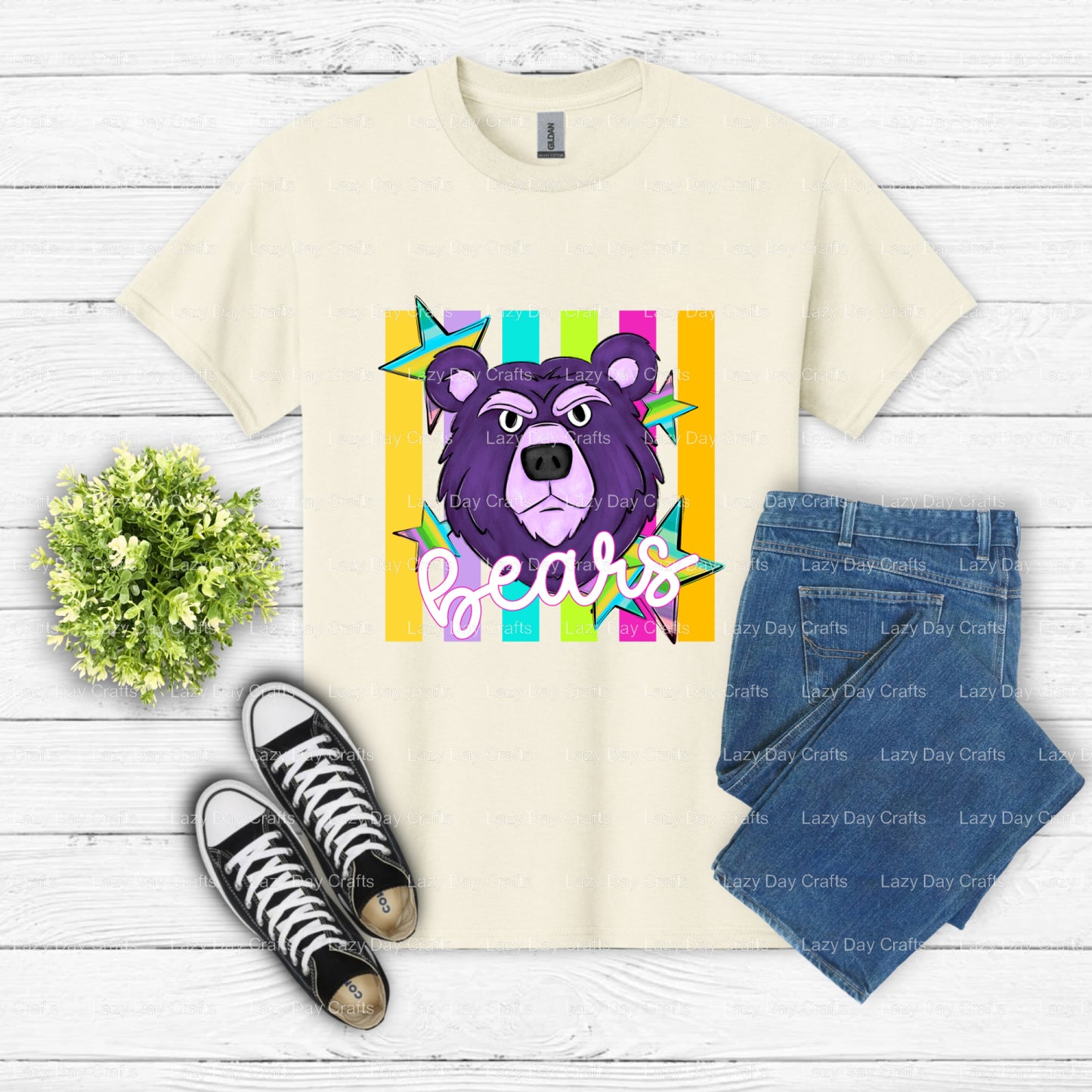 BEARS Mascot School Spirit – Ready-to-Press DTF Transfer (view 2 of 2) – by Lazy Day Crafts – DTF Transfers – School Masco...