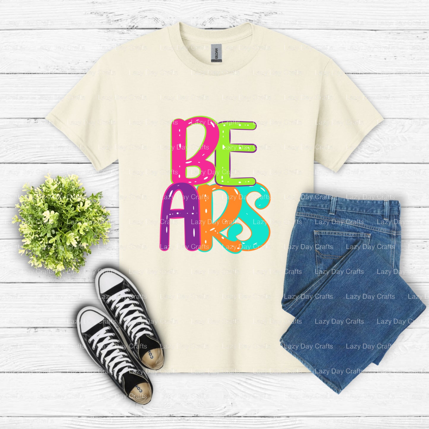"BEARS" – School Mascot DTF Transfer (view 2 of 2) – by Lazy Day Crafts – DTF Transfers – School Spirit, Apparel Decorating