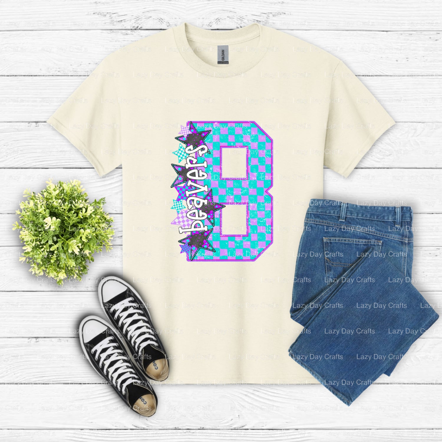 BEAVERS Mascot Jersey – School Spirit DTF Transfer (view 2 of 2) – by Lazy Day Crafts – DTF Transfers – School Spirit, App...