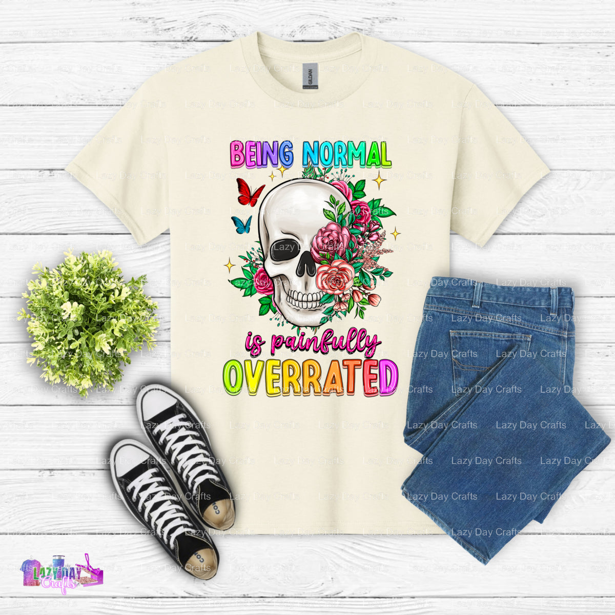 Being Normal Is Painfully Overrated – Mental Health DTF Transfer (view 2 of 2) – by Lazy Day Crafts – DTF Transfers – DTF...