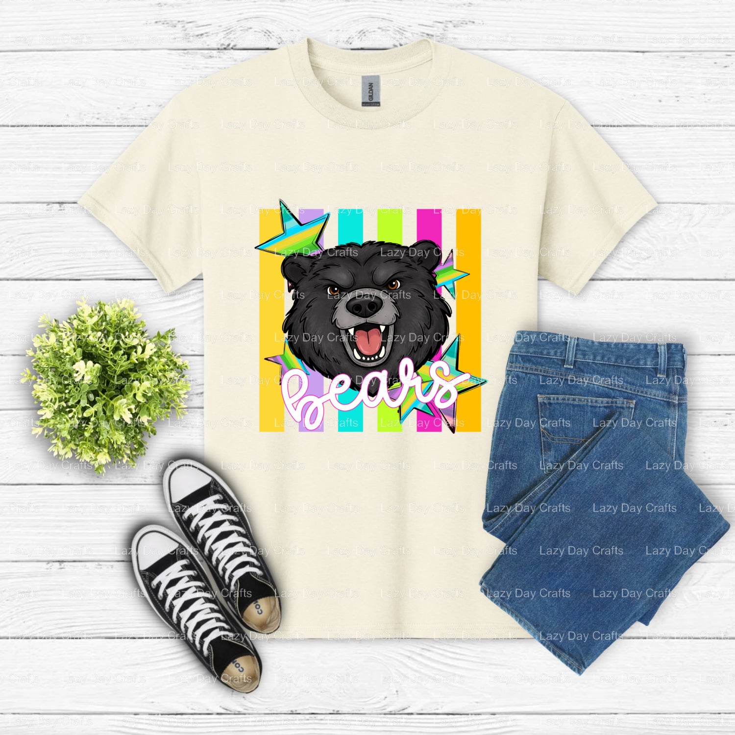 BLACK BEARS Mascot – School Spirit DTF Transfer (view 2 of 2) – by Lazy Day Crafts – DTF Transfers – School Mascots, Appar...