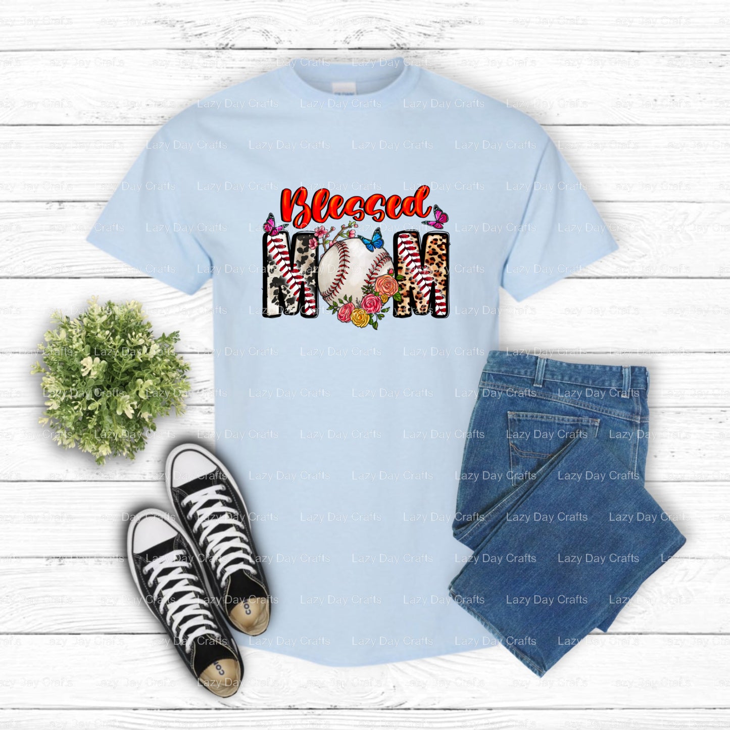Blessed Mom Baseball – DTF Transfer (view 2 of 2) – by Lazy Day Crafts – DTF Transfers – DTF Transfers, Premade DTF