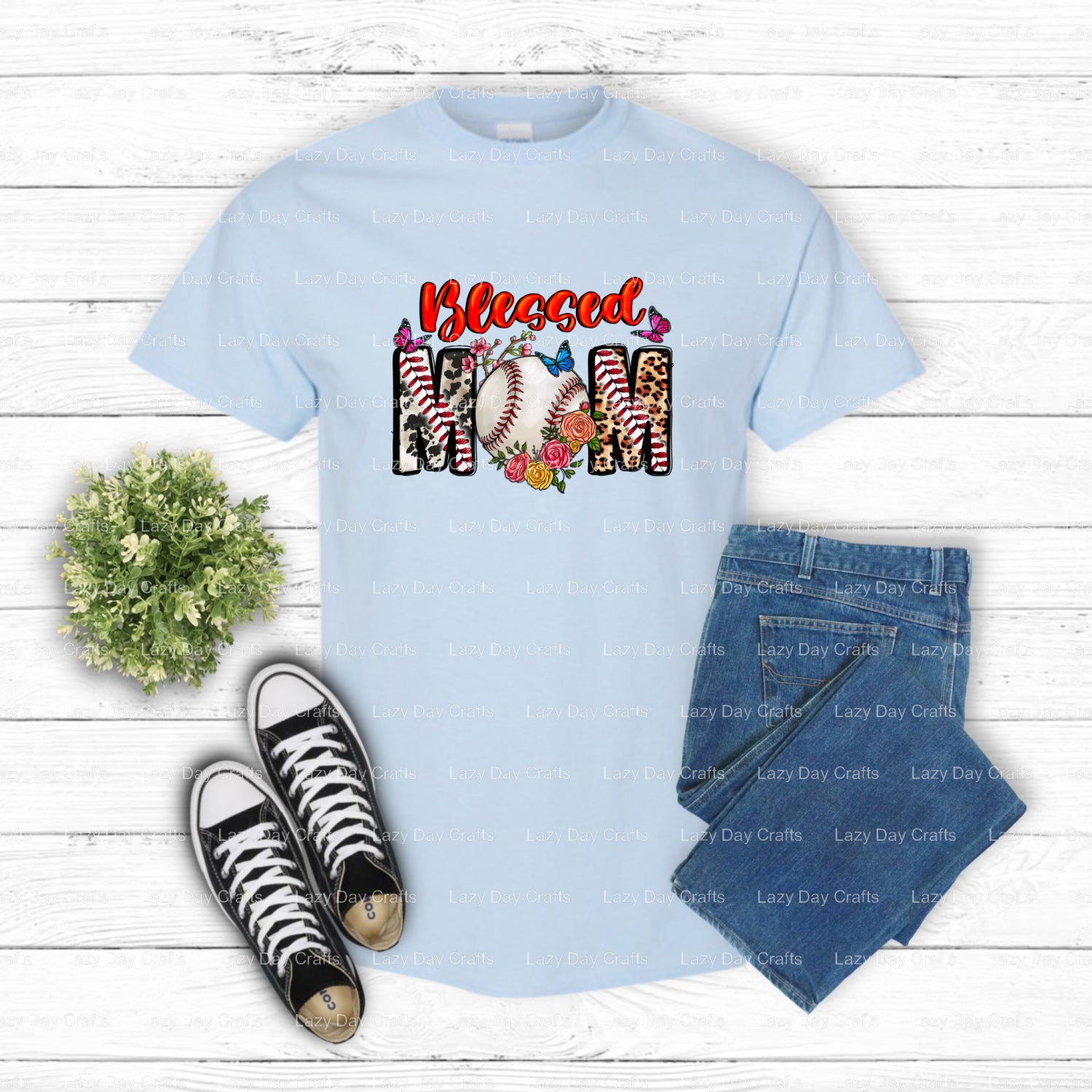Blessed Mom Baseball – DTF Transfer (view 2 of 2) – by Lazy Day Crafts – DTF Transfers – DTF Transfers, Premade DTF