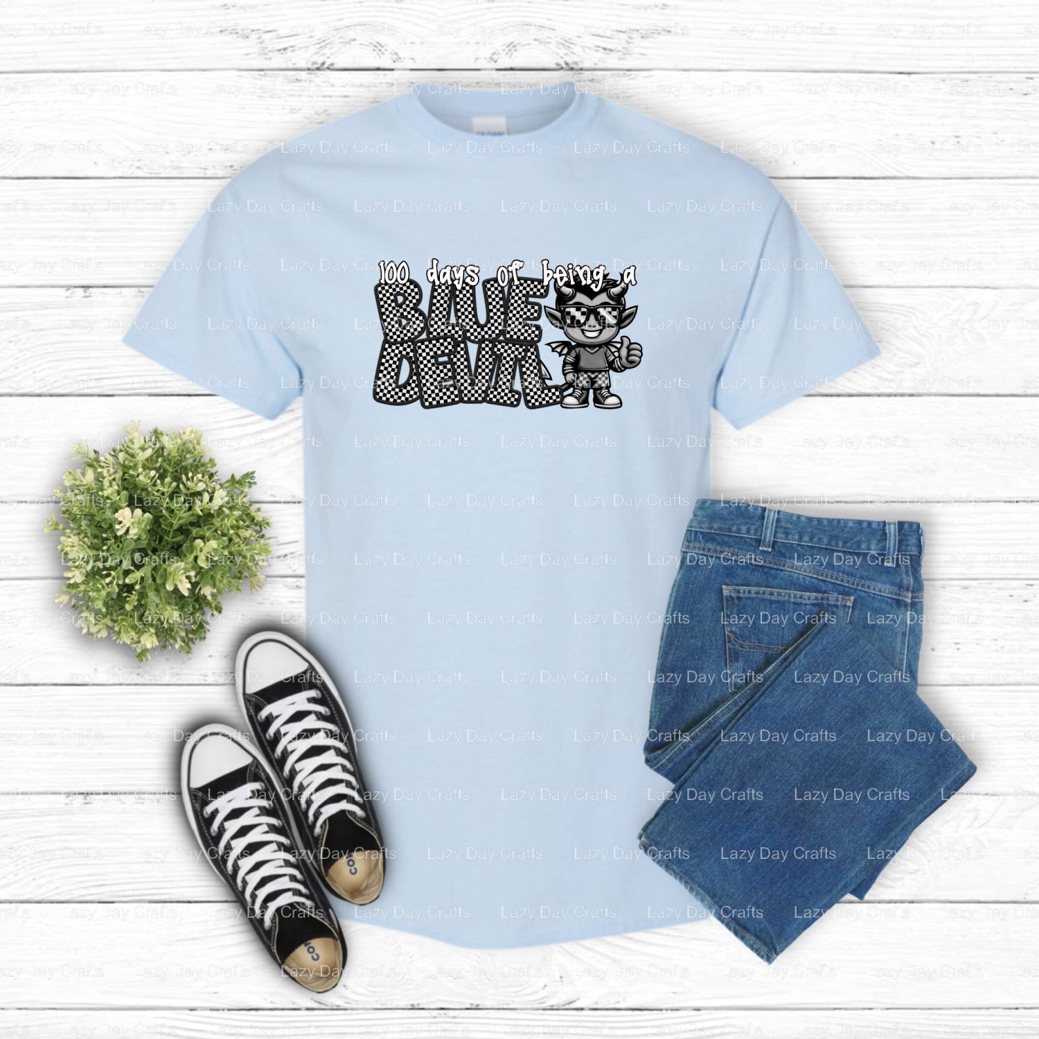 Blue Devil Mascot Head – School Spirit DTF Transfer (view 1 of 2) – by Lazy Day Crafts – DTF Transfers – DTF Transfer, App...