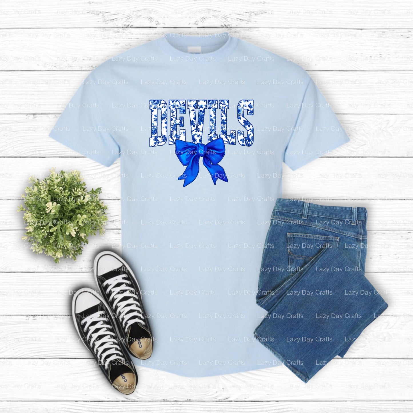 Blue Devils Mascot #42 School Spirit – DTF Transfer (view 1 of 2) – by Lazy Day Crafts – DTF Transfers – School Mascot, Ap...