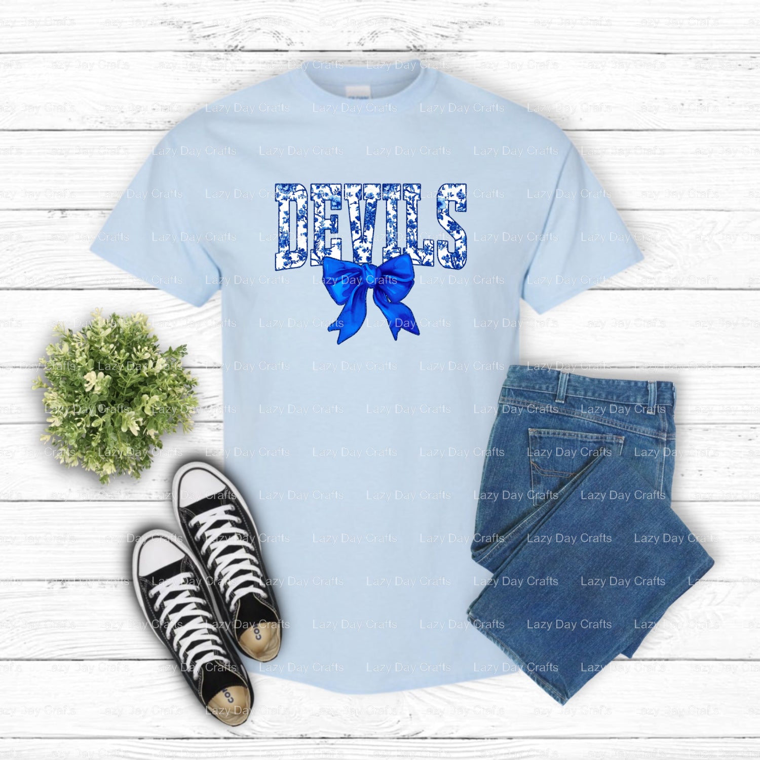 Blue Devils Mascot #42 School Spirit – DTF Transfer (view 1 of 2) – by Lazy Day Crafts – DTF Transfers – School Mascot, Ap...