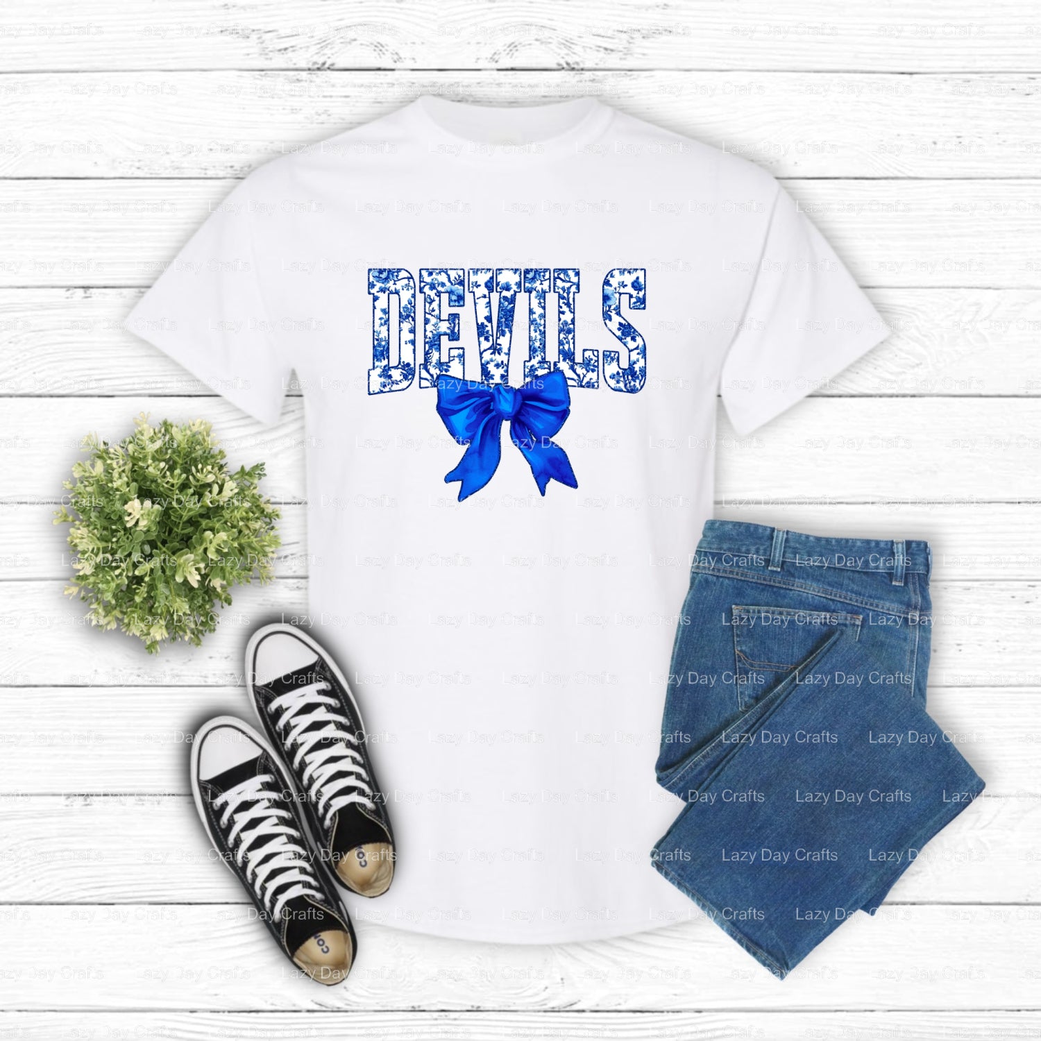 Blue Devils Mascot #42 School Spirit – DTF Transfer (view 2 of 2) – by Lazy Day Crafts – DTF Transfers – School Mascot, Ap...