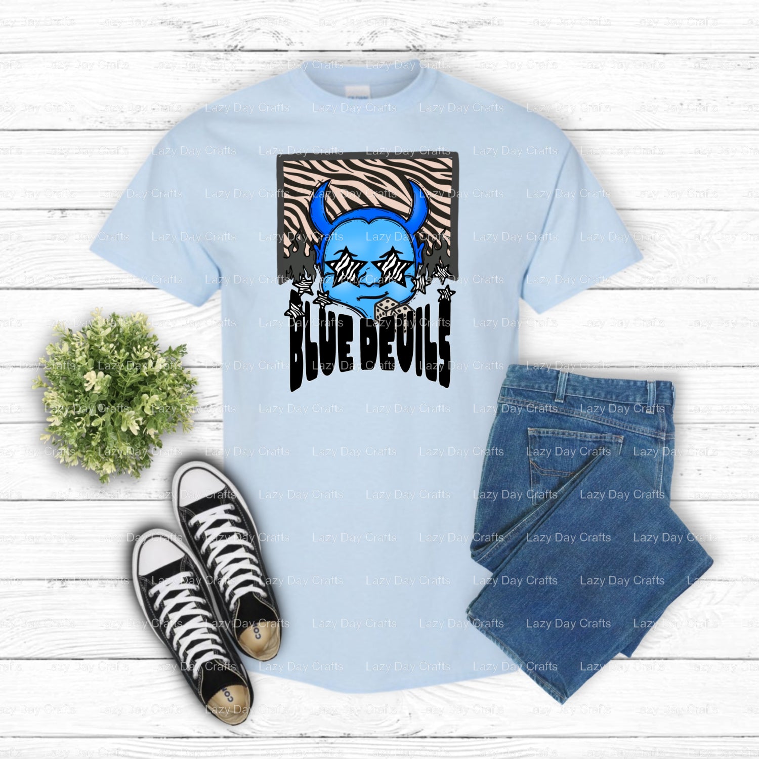 BLUE DEVILS Mascot School Spirit – DTF Transfer (view 1 of 2) – by Lazy Day Crafts – DTF Transfers – School Spirit, Appare...