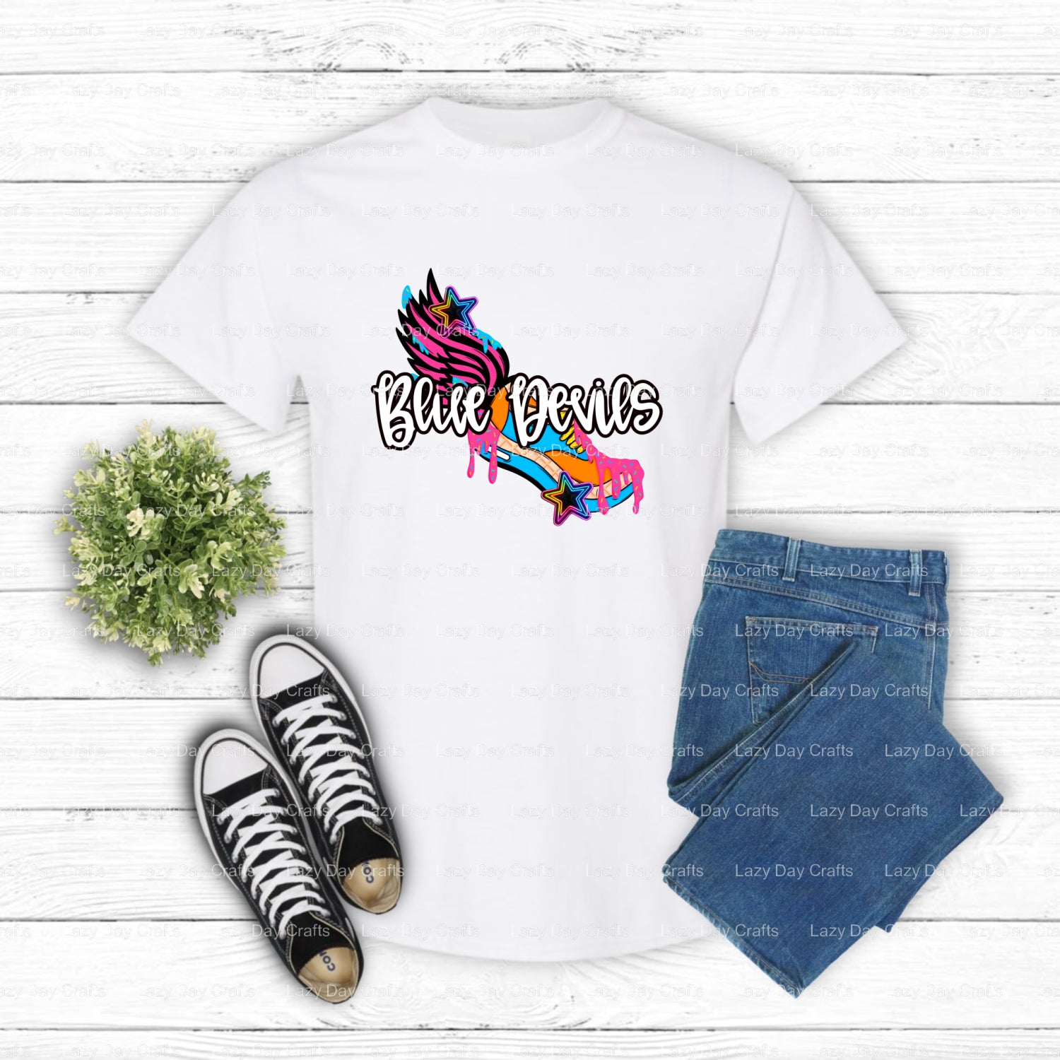 Blue Devils Mascot – School Spirit DTF Transfer (view 2 of 2) – by Lazy Day Crafts – DTF Transfers – School Spirit, DTF Tr...