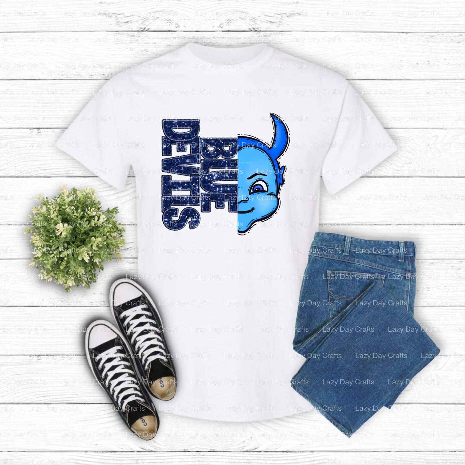 BLUE DEVILS – School Mascot DTF Transfer (view 1 of 2) – by Lazy Day Crafts – DTF Transfers – School Spirit, DTF Transfers