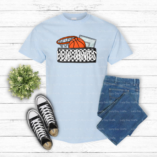 BLUE DEVILS School Mascot – Ready-to-Press DTF Transfer (view 1 of 2) – by Lazy Day Crafts – DTF Transfers – School Spirit...