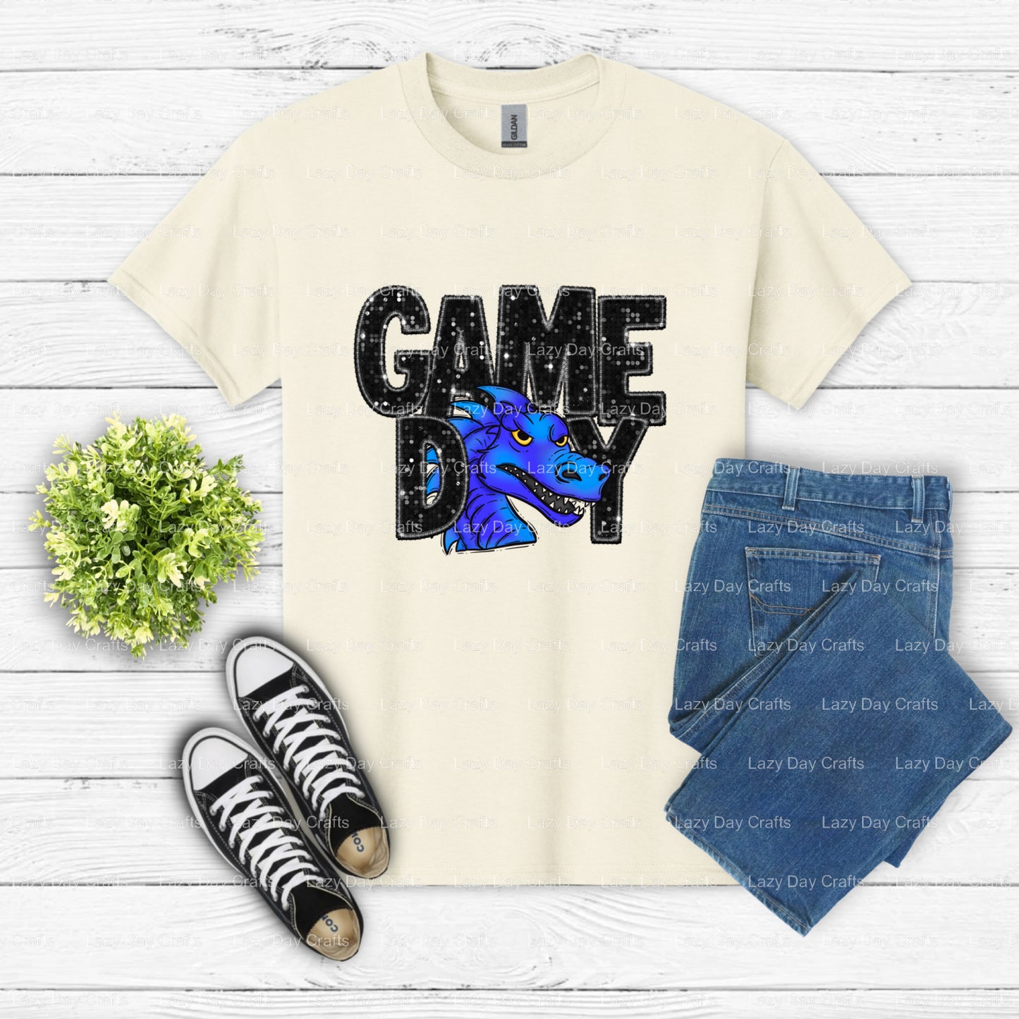 BLUE DRAGONS – School Mascot DTF Transfer (view 2 of 2) – by Lazy Day Crafts – DTF Transfers – School Mascot, DTF Transfers