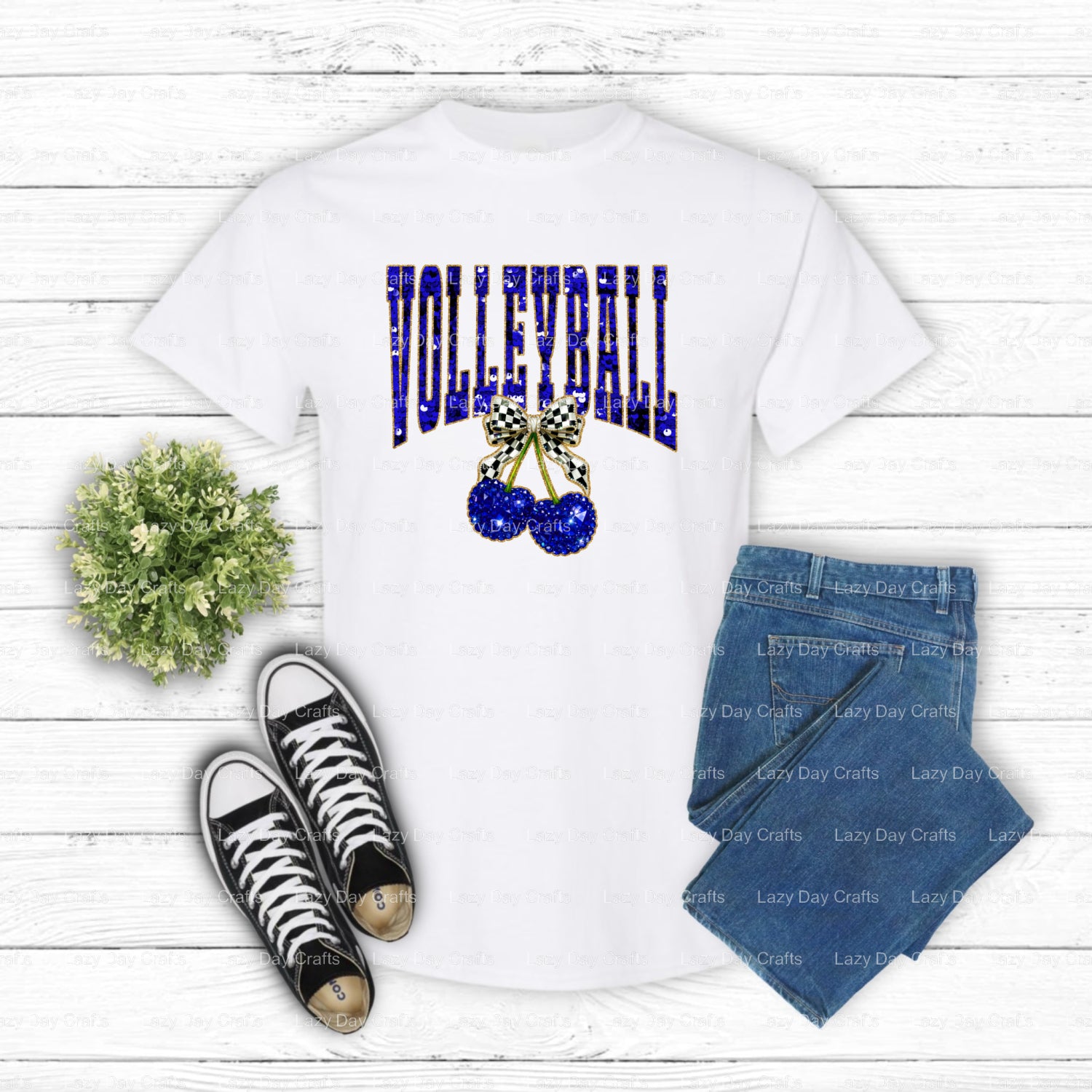 Blue Sequin Volleyball – Volleyball DTF Transfer (view 1 of 2) – by Lazy Day Crafts – DTF Transfers – DTF Transfers, Prema...