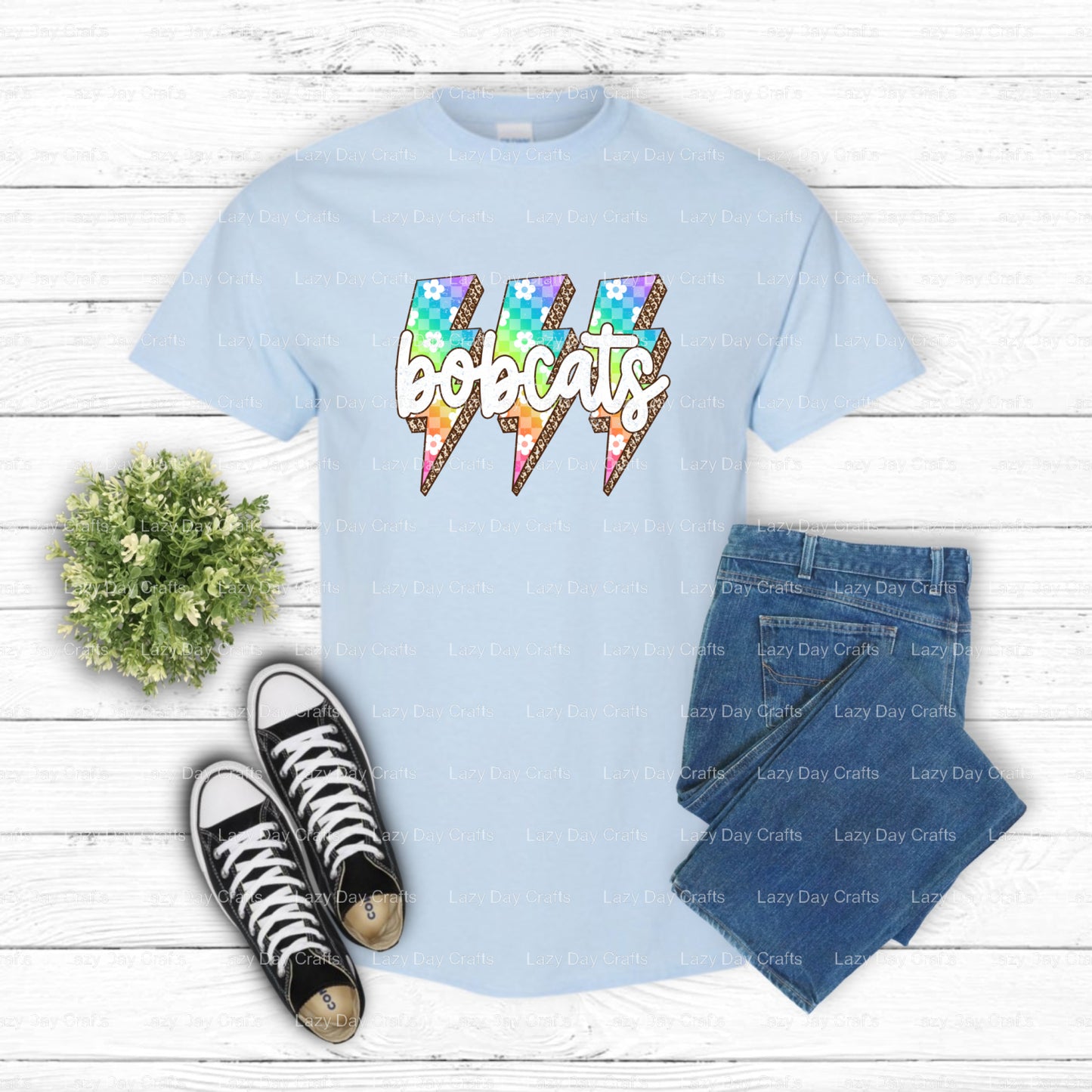 BOBCATS Lightning Bolts – School Mascot DTF Transfer (view 1 of 2) – by Lazy Day Crafts – DTF Transfers – School Mascot, A...