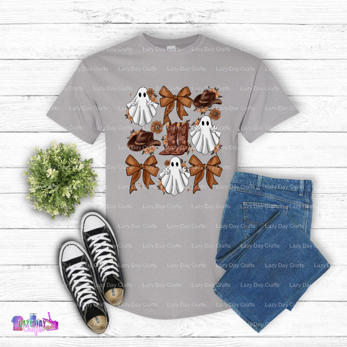 Boo-yah Cowboy Ghost – Halloween DTF Transfer (view 2 of 2) – by Lazy Day Crafts – DTF Transfers – DTF Transfers, custom a...