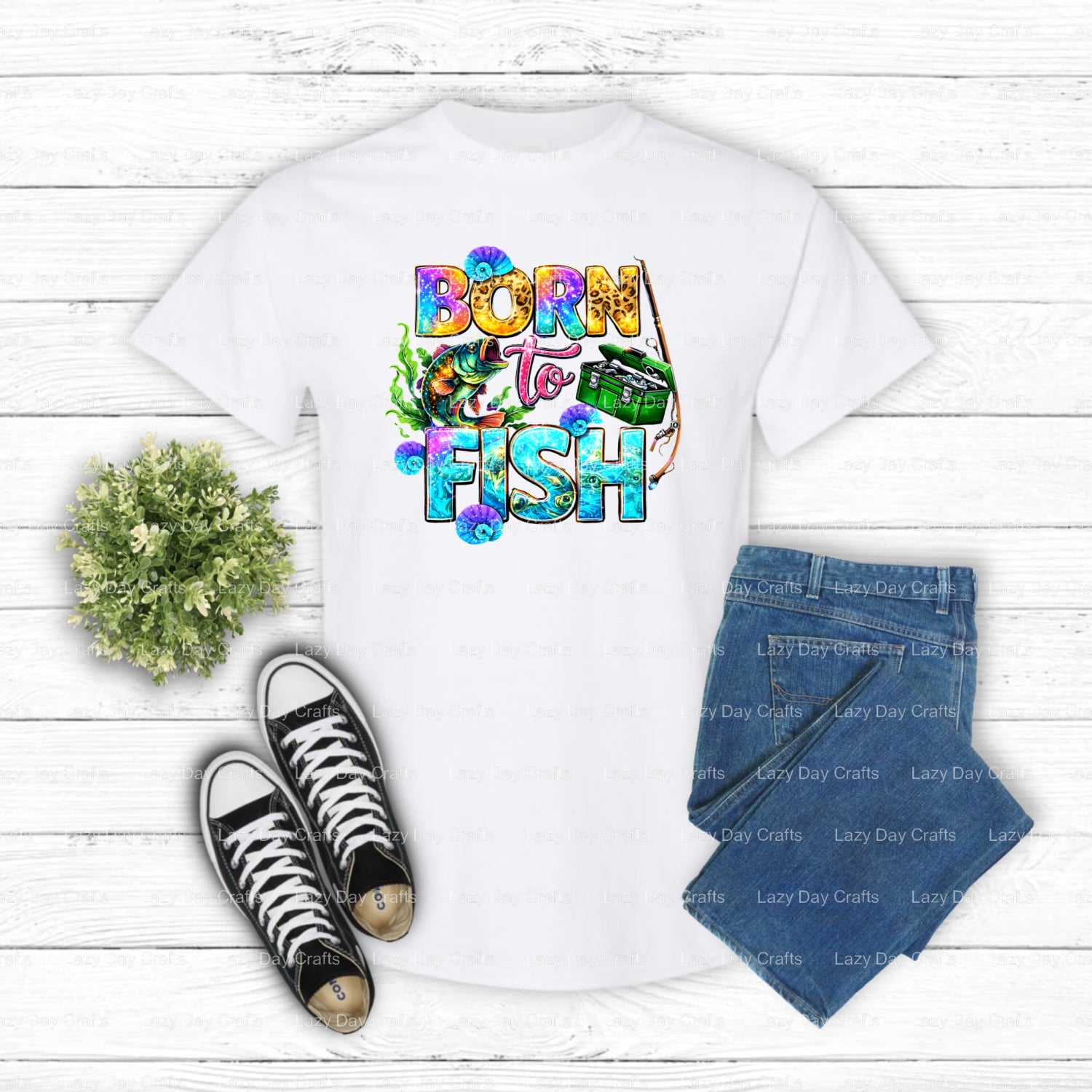 BORN TO FISH FORCED TO WORK – Fishing DTF Transfer (view 1 of 2) – by Lazy Day Crafts – DTF Transfers – DTF Transfers, cus...