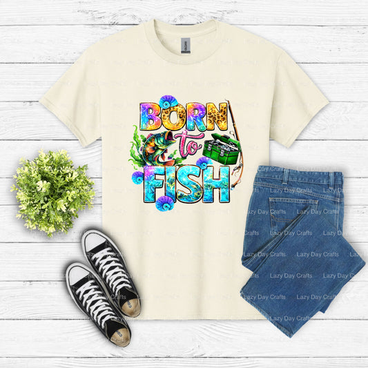BORN TO FISH FORCED TO WORK – Fishing DTF Transfer (view 2 of 2) – by Lazy Day Crafts – DTF Transfers – DTF Transfers, cus...