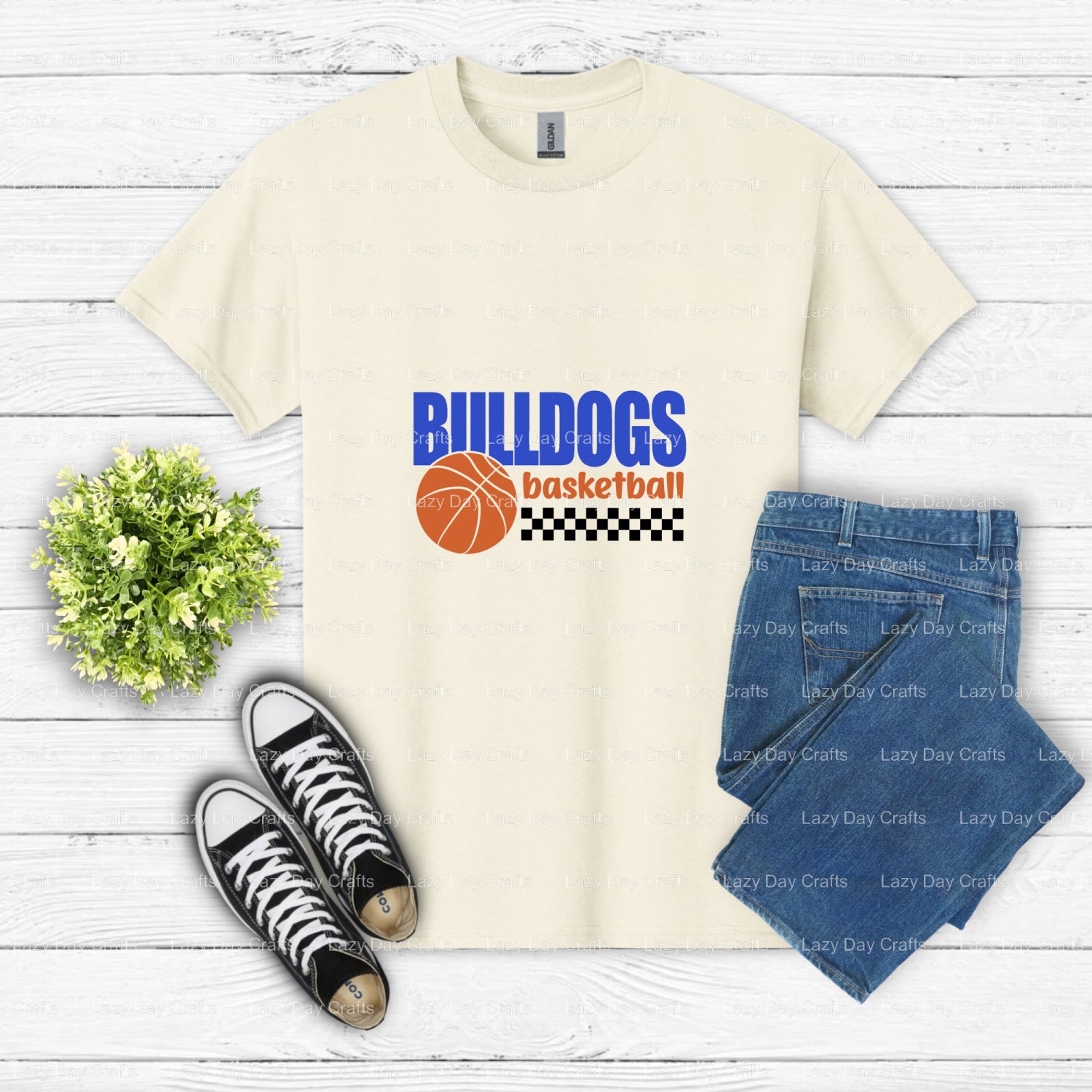 Bulldog Basketball Mascot – School Spirit DTF Transfer (view 2 of 2) – by Lazy Day Crafts – DTF Transfers – School Spirit,...