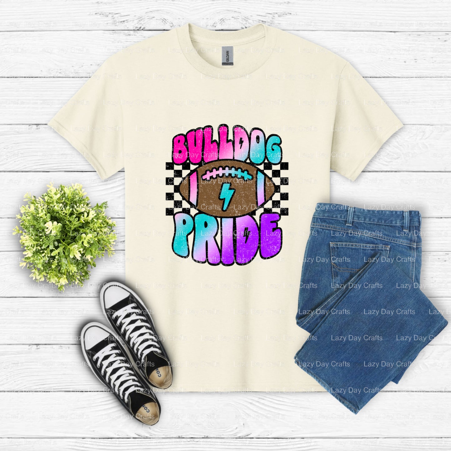 Bulldog Mascot Design – School Spirit DTF Transfer (view 1 of 2) – by Lazy Day Crafts – DTF Transfers – School Mascot, App...